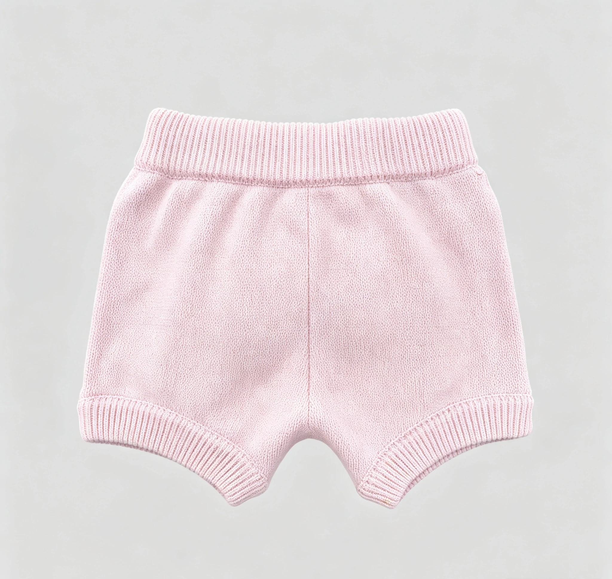 Pink Solid Knit Baby Shorts 2 Pink Solid Knit Baby Shorts - Image 2