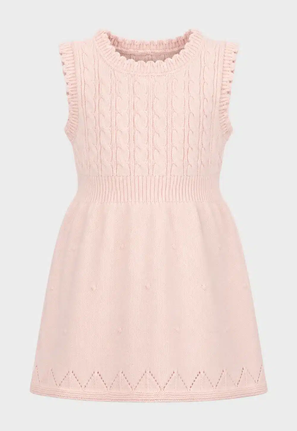 Kids Pink Sleeveless Cable Knit Dress