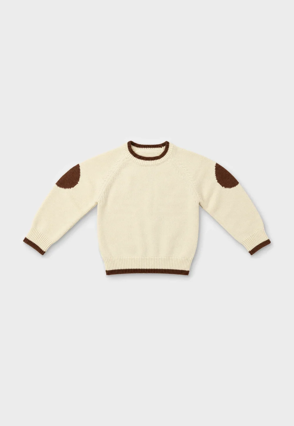 Kids Cream Knit Sweater with Brown Patches
