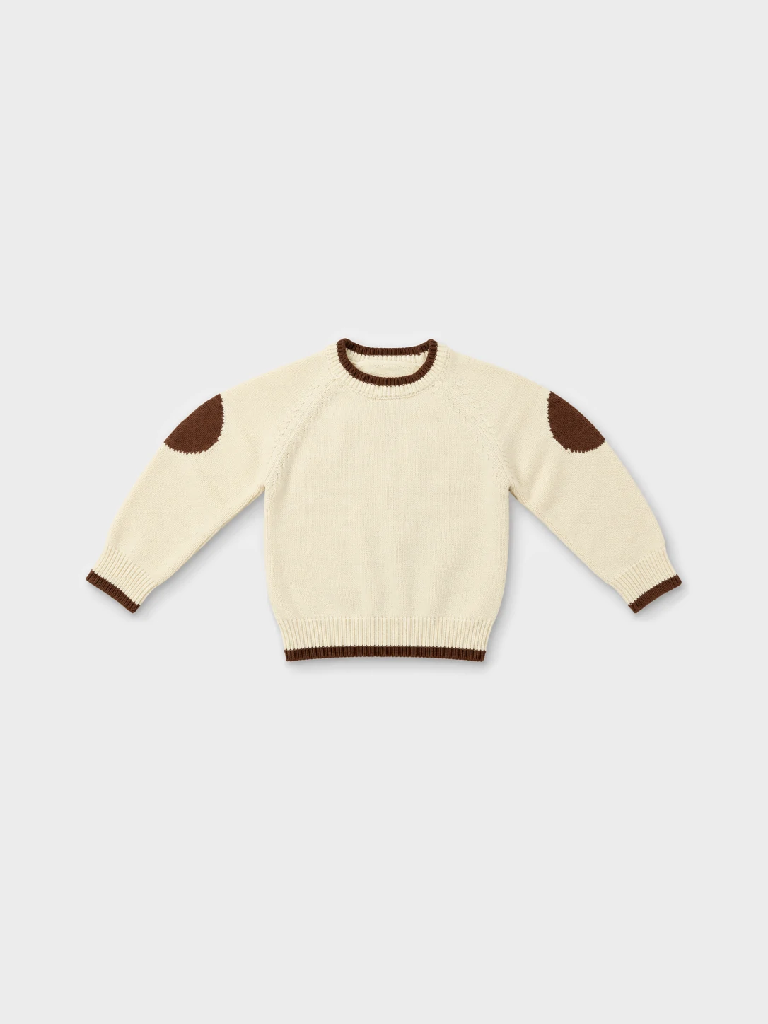 Kids Cream Knit Sweater with Brown Patches 1 Kids Cream Knit Sweater with Brown Patches