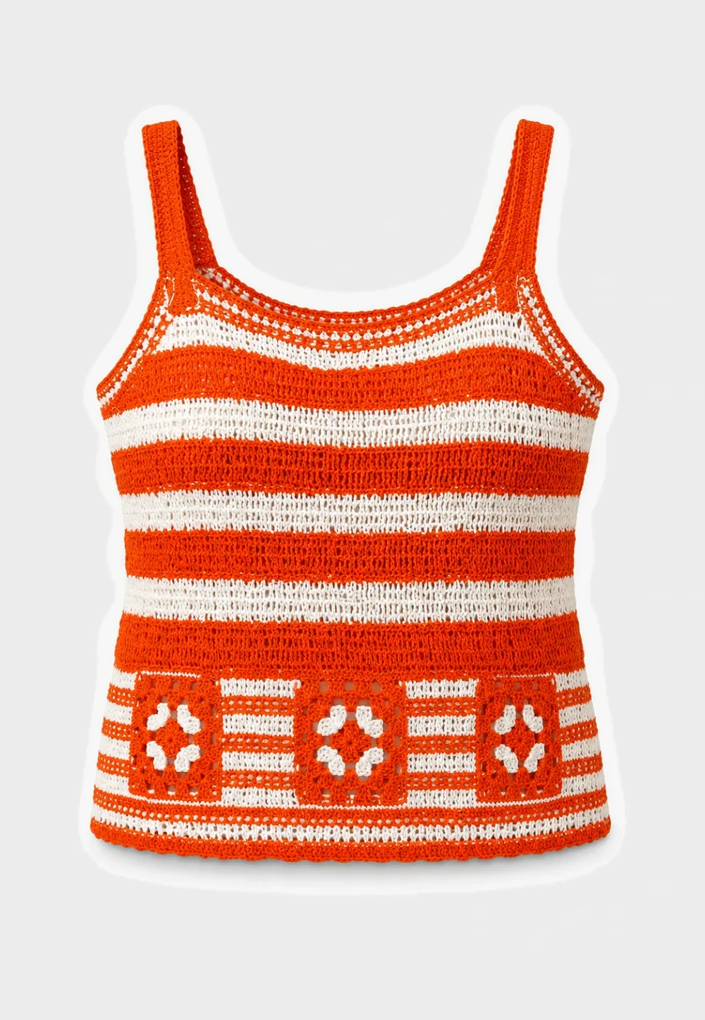 Kids Orange and White Striped Crochet Tank Top