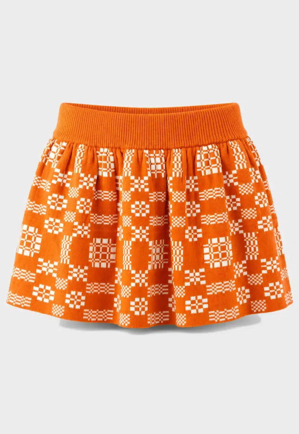 Kids Orange Geometric Knit Skirt