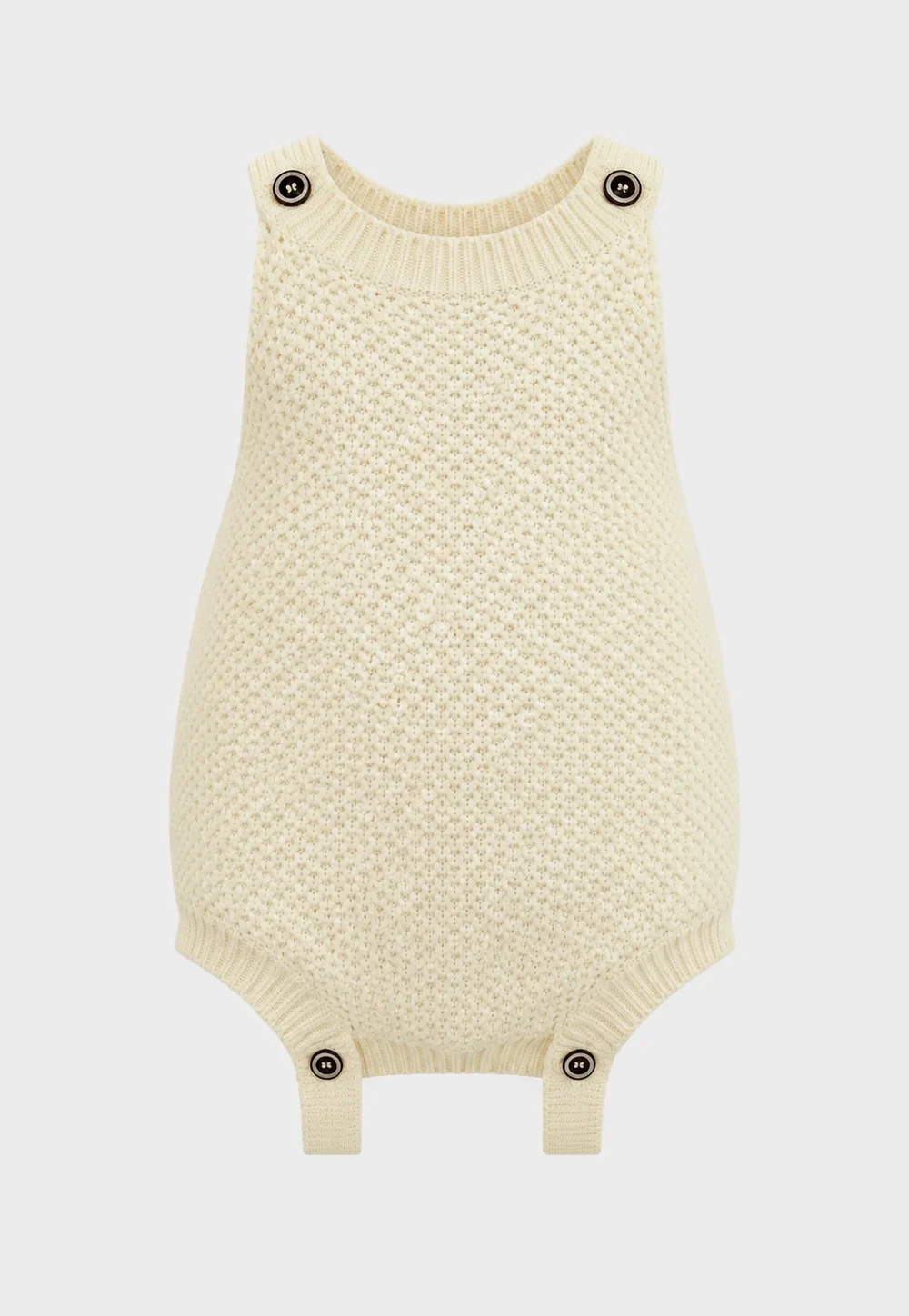 Baby Cream Textured Knit Suspender Romper
