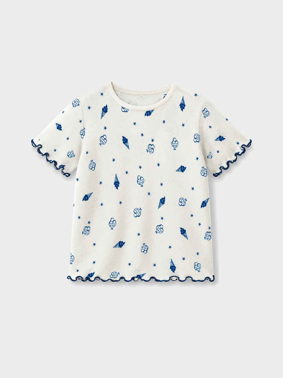 Kids Cream Knit Top with Blue Ice Cream Print 1 Kids Cream Knit Top with Blue Ice Cream Print