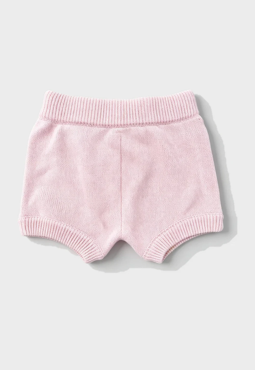 Pink Solid Knit Baby Shorts