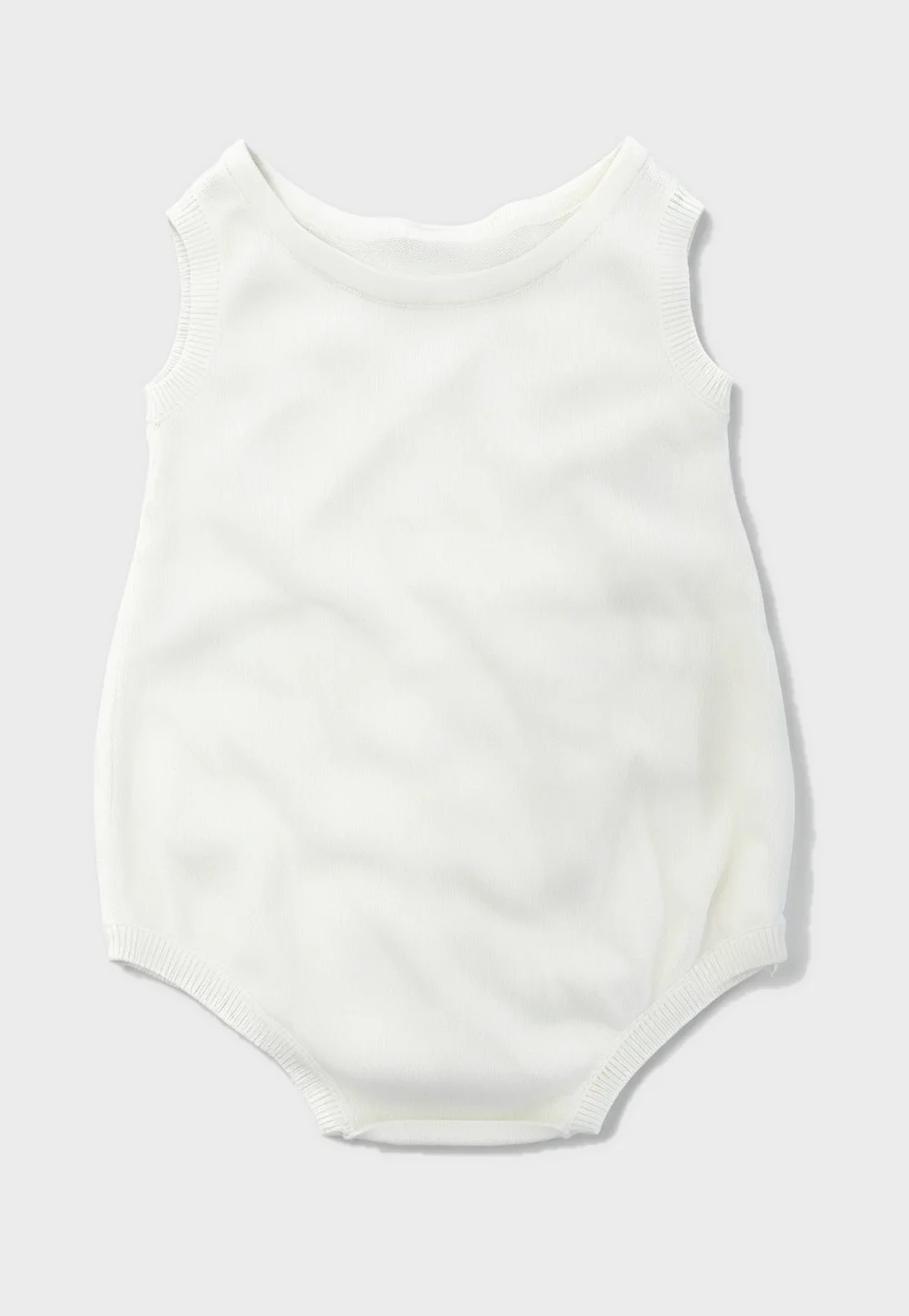 Solid White Sleeveless Knit Baby Bodysuit