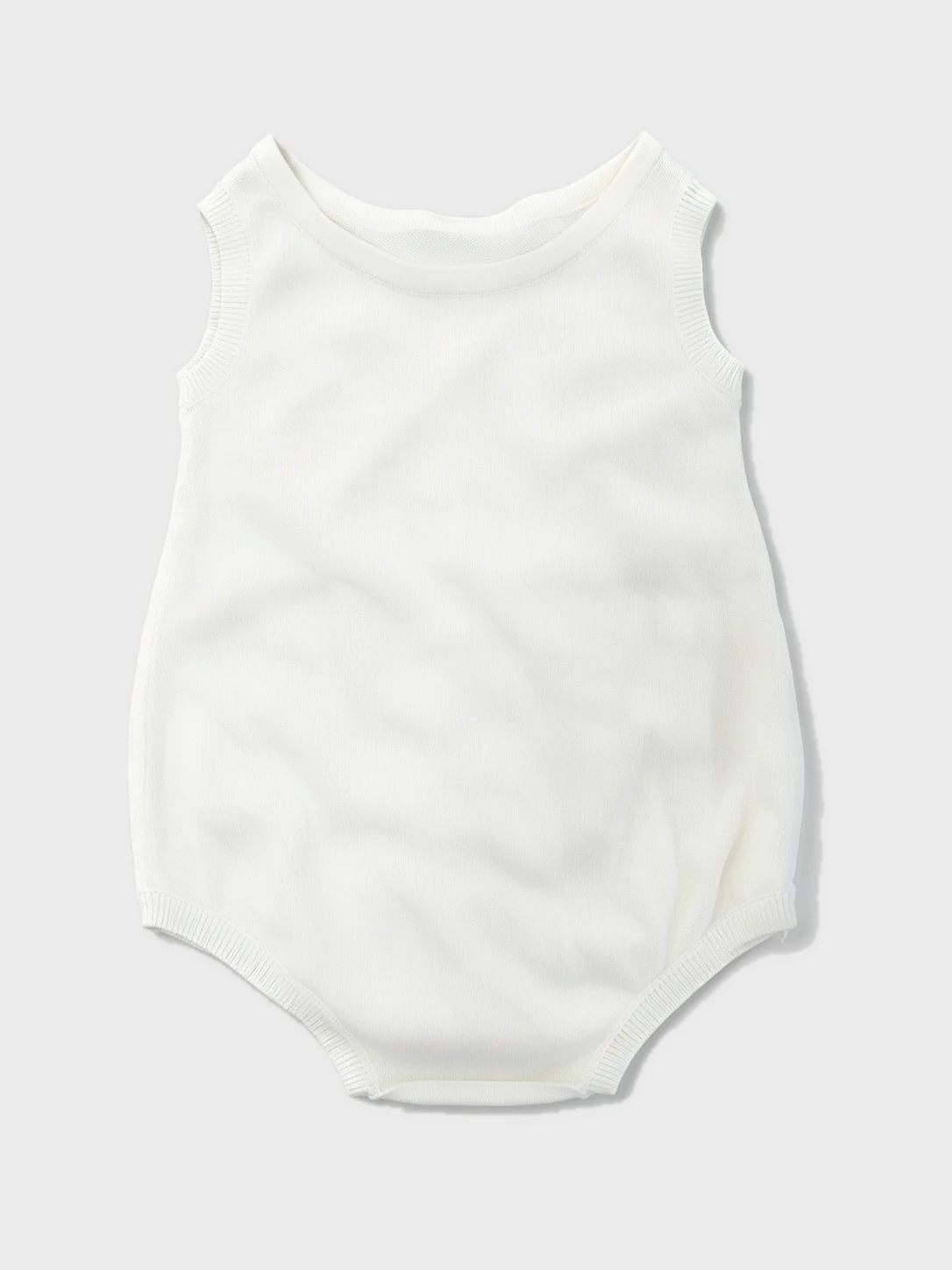 Solid White Sleeveless Knit Baby Bodysuit 1 Solid White Sleeveless Knit Baby Bodysuit