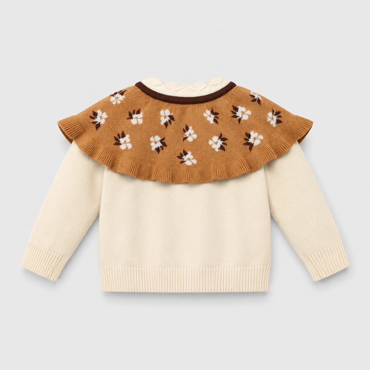 Kids Cream Floral Cape Knit Cardigan 3 Kids Cream Floral Cape Knit Cardigan - Image 3