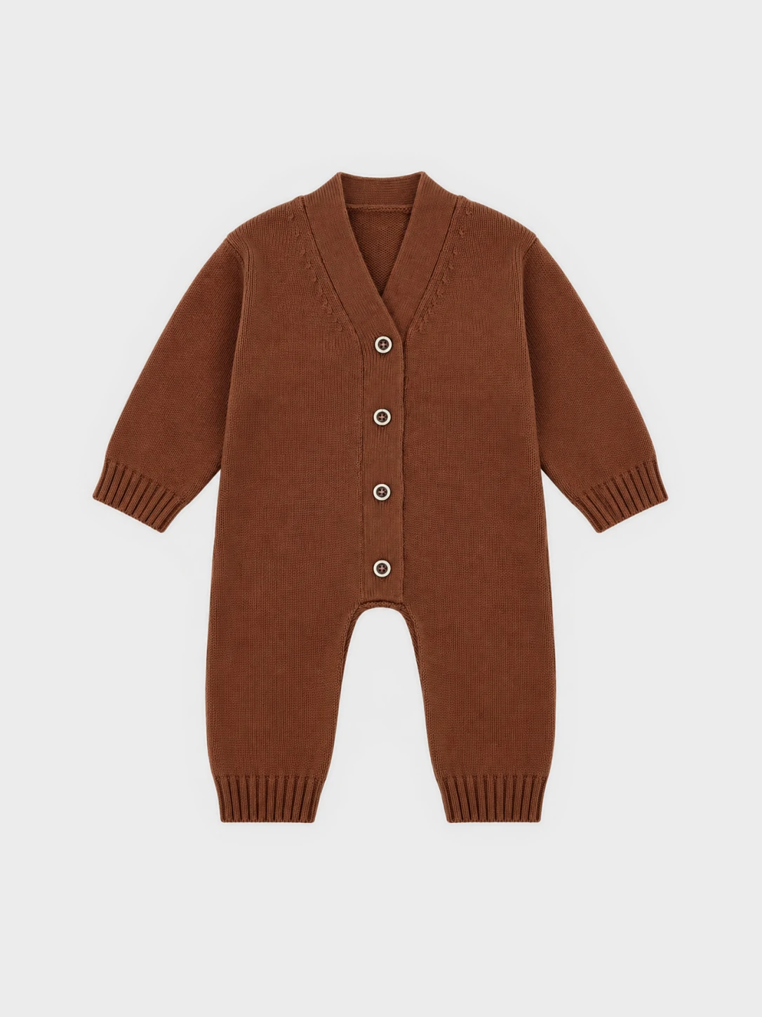 Baby Brown Button-Front Knit Romper 1 Baby Brown Button-Front Knit Romper