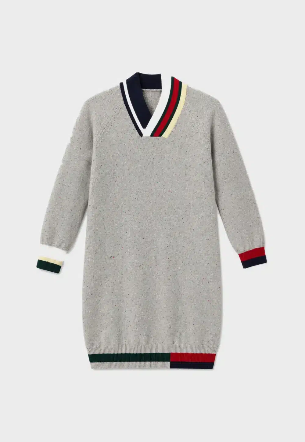 Kids Grey V-Neck Color-Trim Knit Dress
