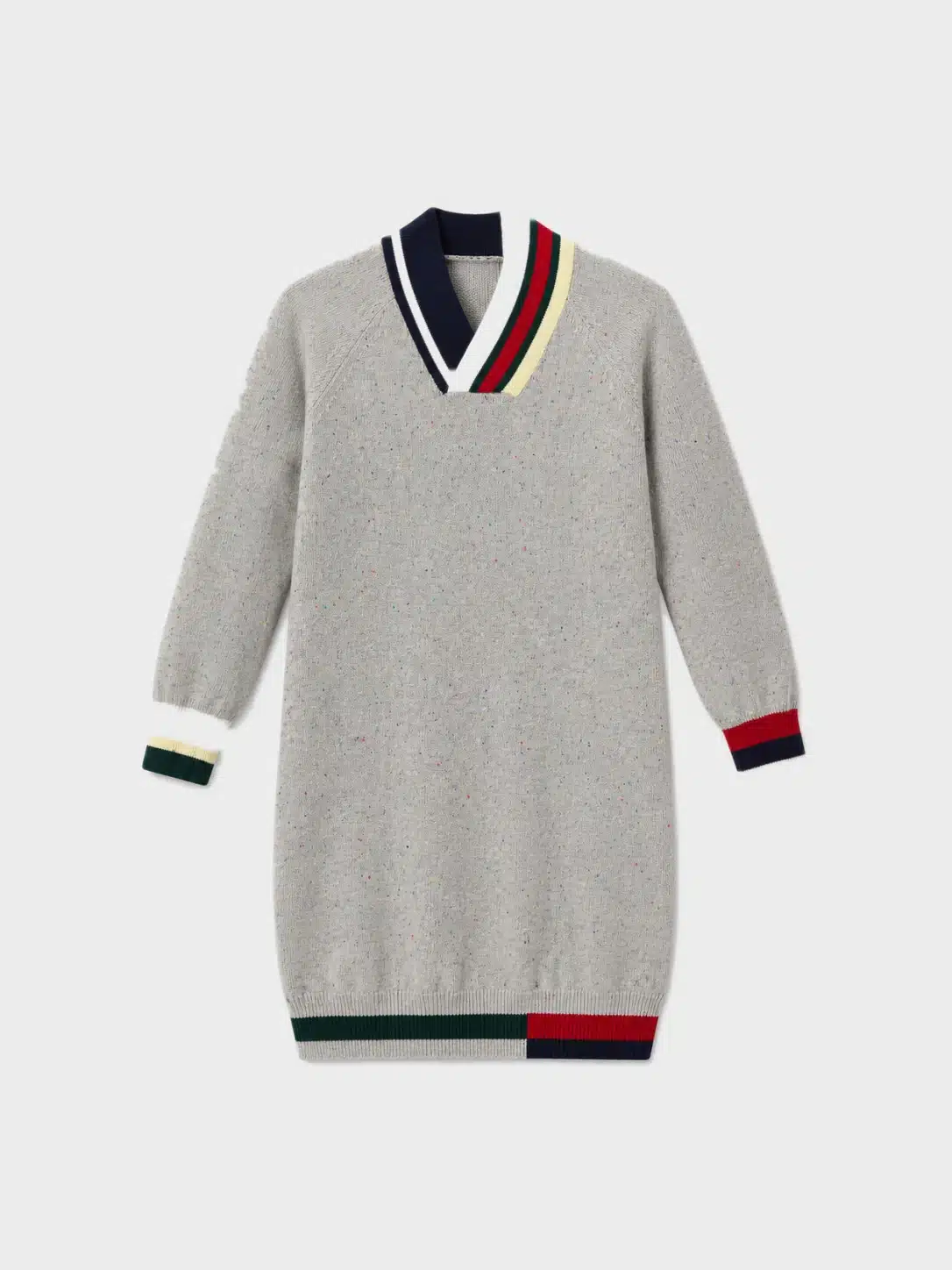 Kids Grey V-Neck Color-Trim Knit Dress 1 Kids Grey V-Neck Color-Trim Knit Dress