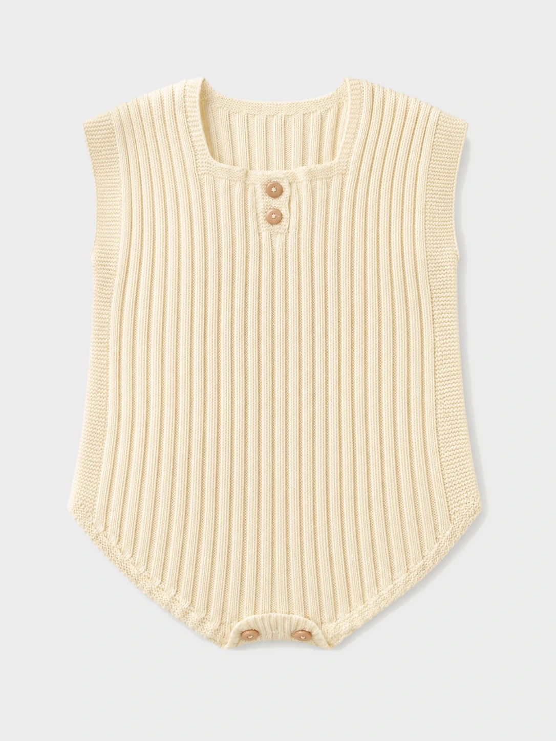 Baby Cream Ribbed Sleeveless Knit Romper 1 Baby Cream Ribbed Sleeveless Knit Romper