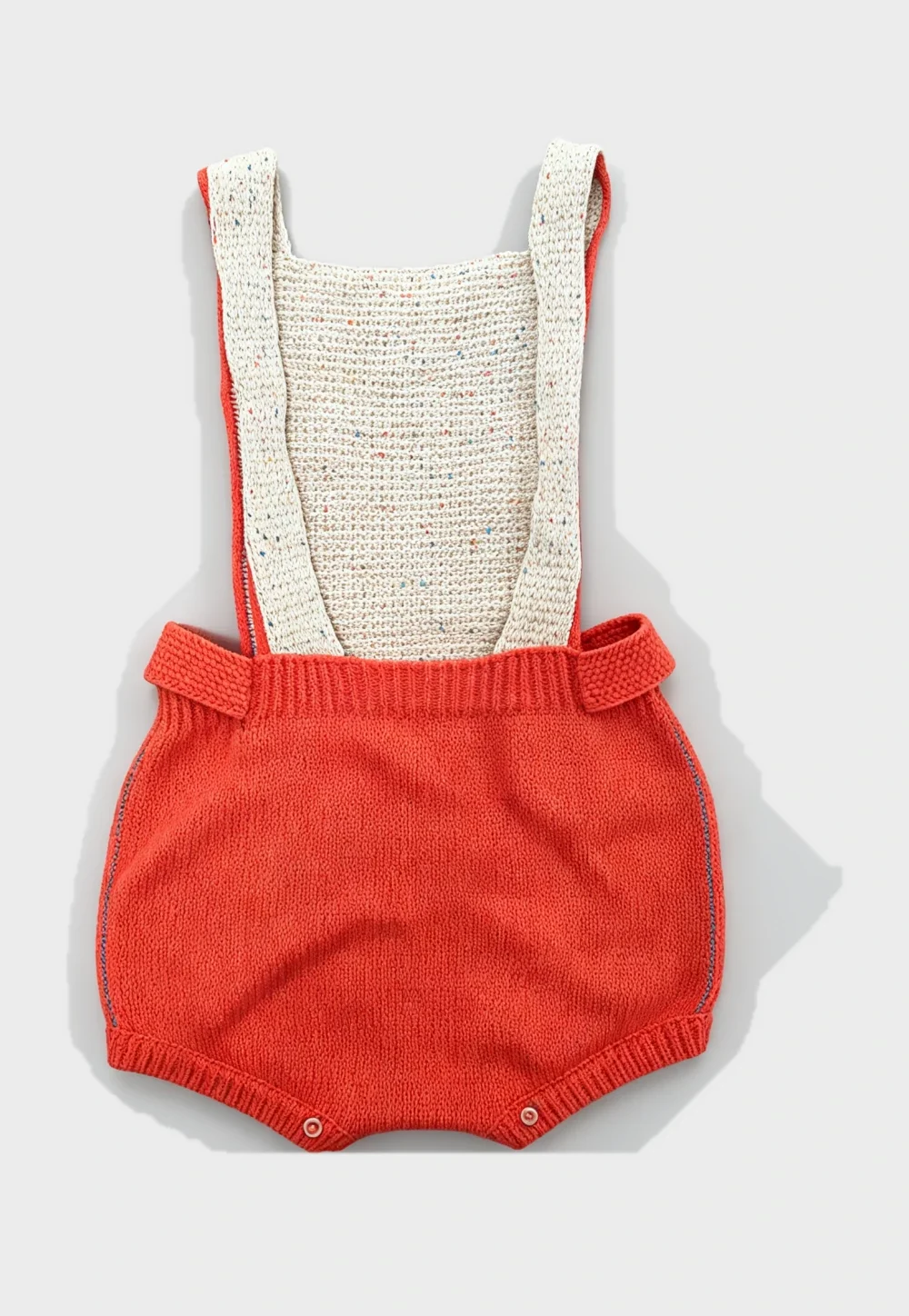 Orange Knit Baby Overalls Romper