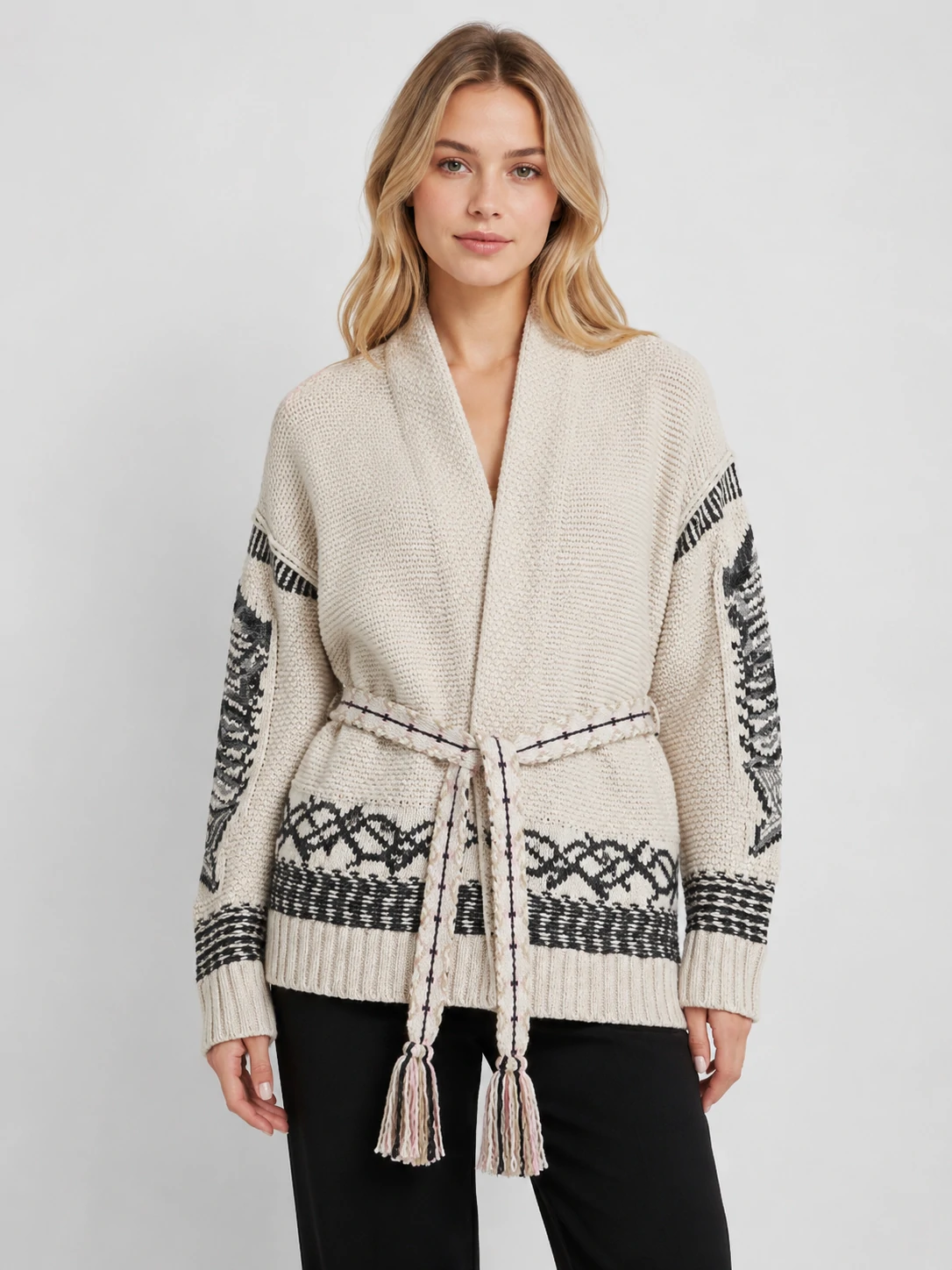 Women’s Rock n Roll Belted Shawl Collar Knit Cardigan 1 Women’s Rock n Roll Belted Shawl Collar Knit Cardigan