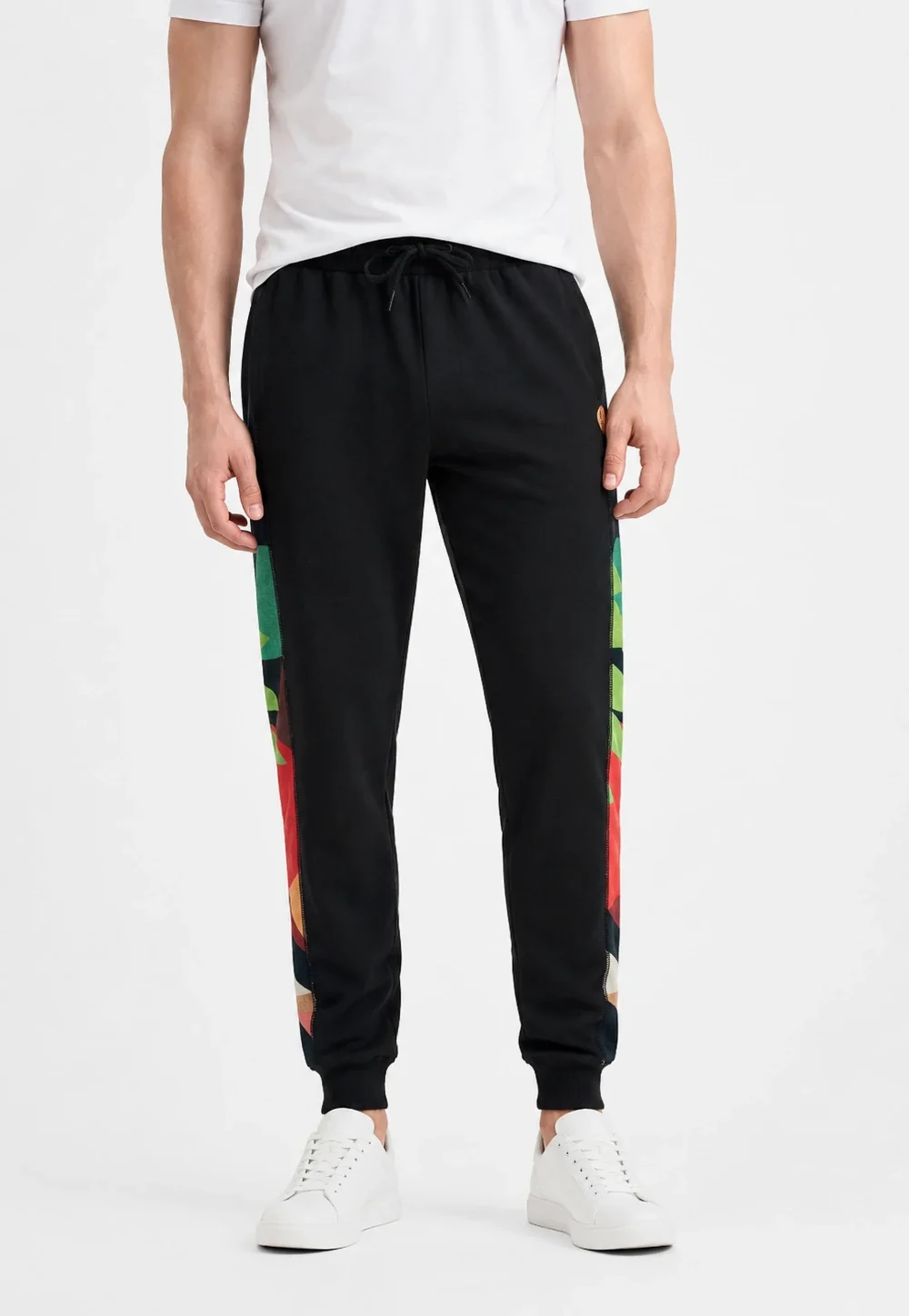 Men’s Black Jogger Pants with Colorblock Side Panels