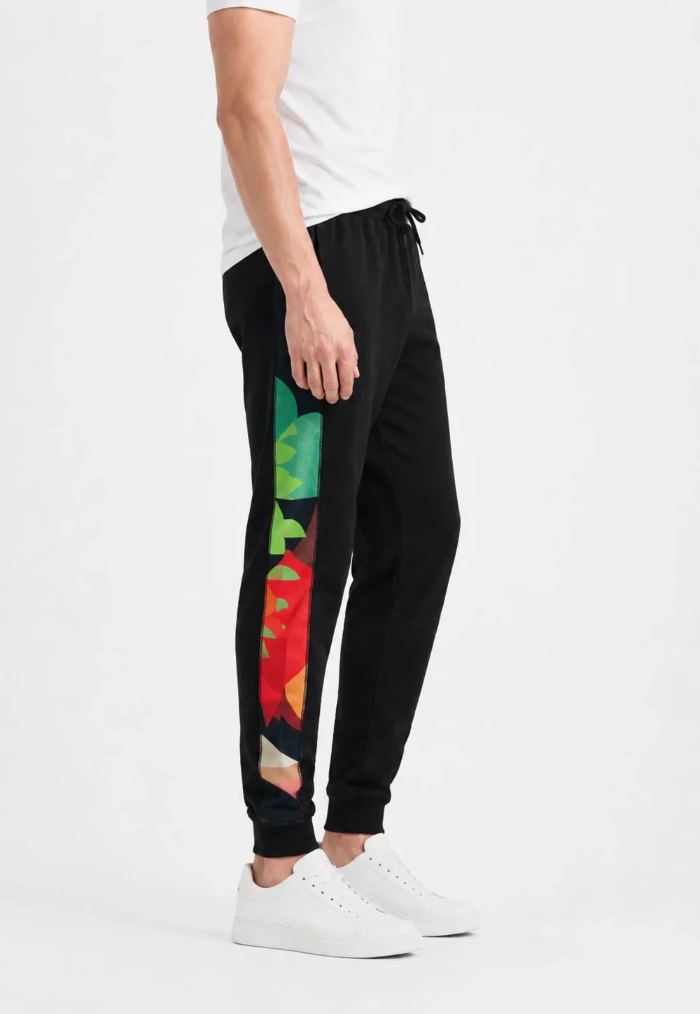 Men’s Black Jogger Pants with Colorblock Side Panels