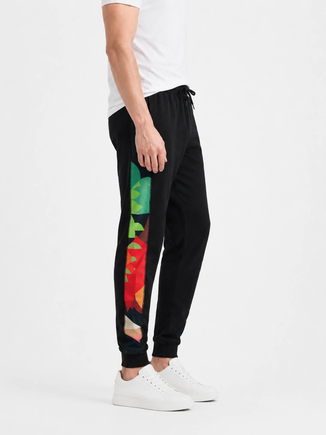 Men’s Black Jogger Pants with Colorblock Side Panels 2 Men’s Black Jogger Pants with Colorblock Side Panels - Image 2