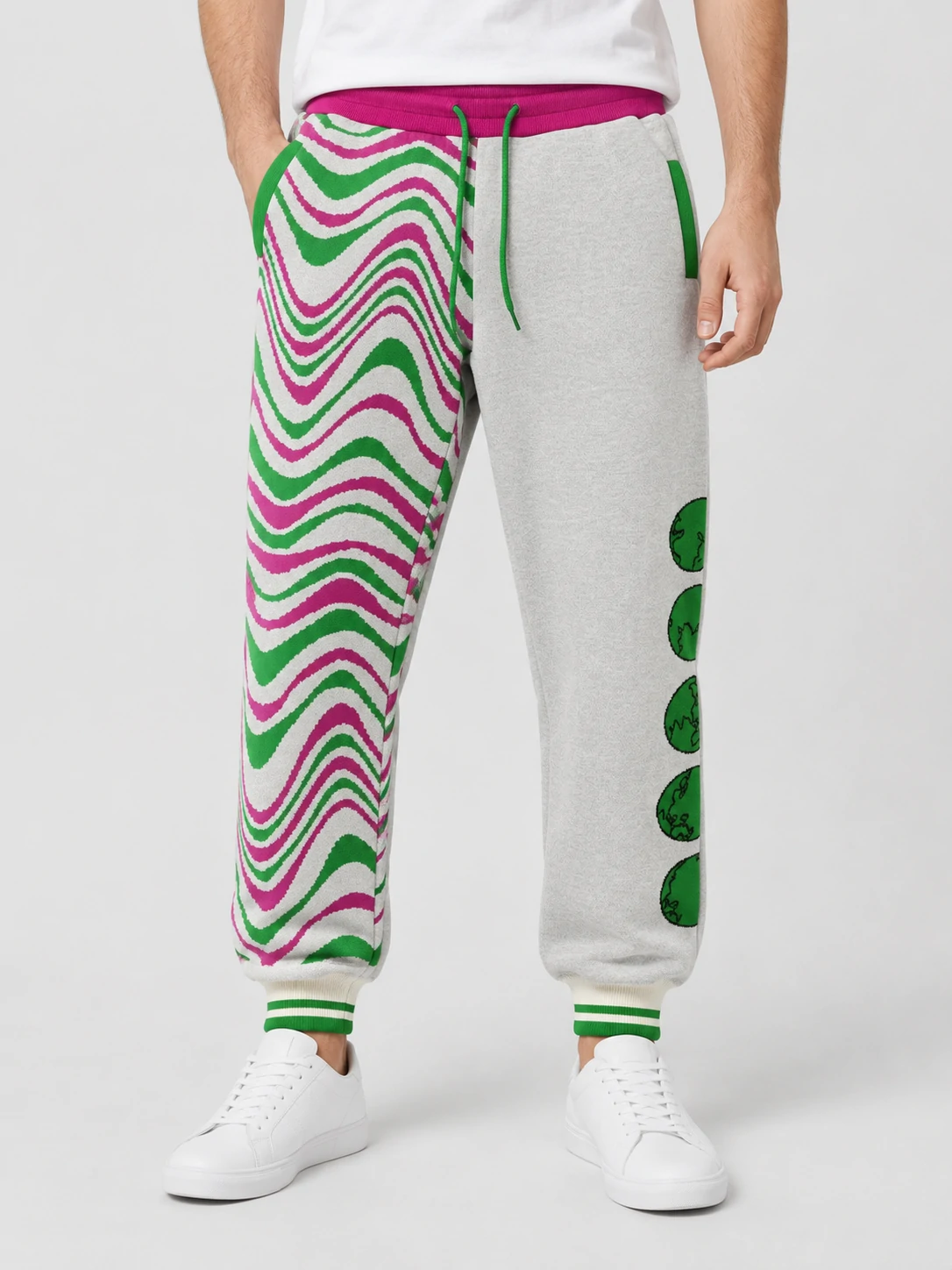 Asymmetric Split Color Wave Jacquard Men Jogger Pants 1 Asymmetric Split Color Wave Jacquard Men Jogger Pants