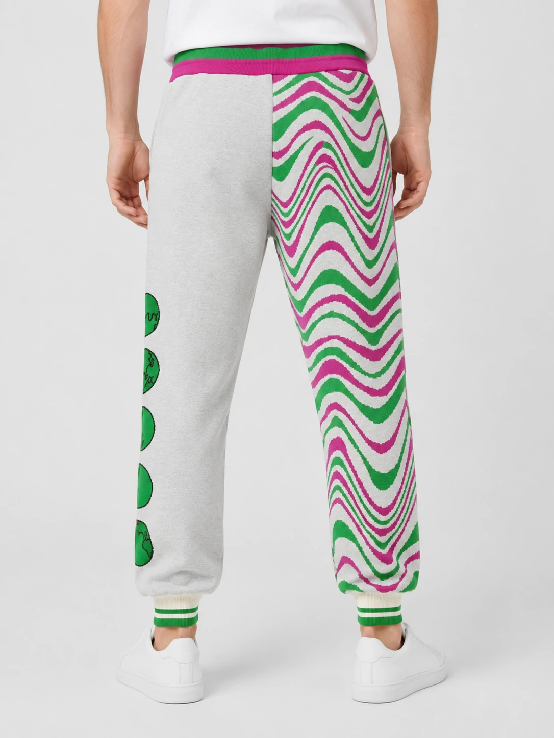Asymmetric Split Color Wave Jacquard Men Jogger Pants 2 Asymmetric Split Color Wave Jacquard Men Jogger Pants - Image 2