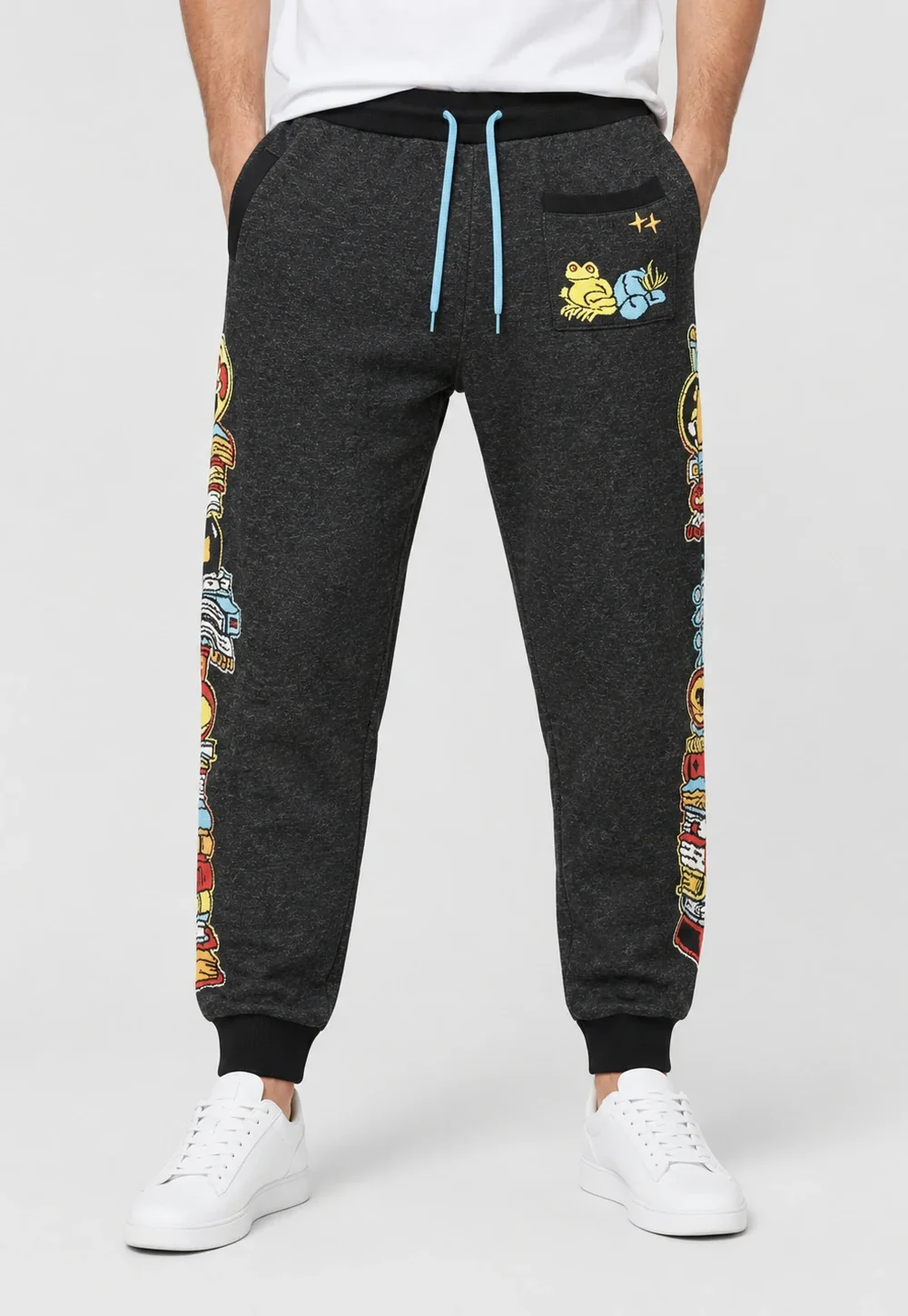 Retro Comic Frog Embroidery Streetwear Sweatpants
