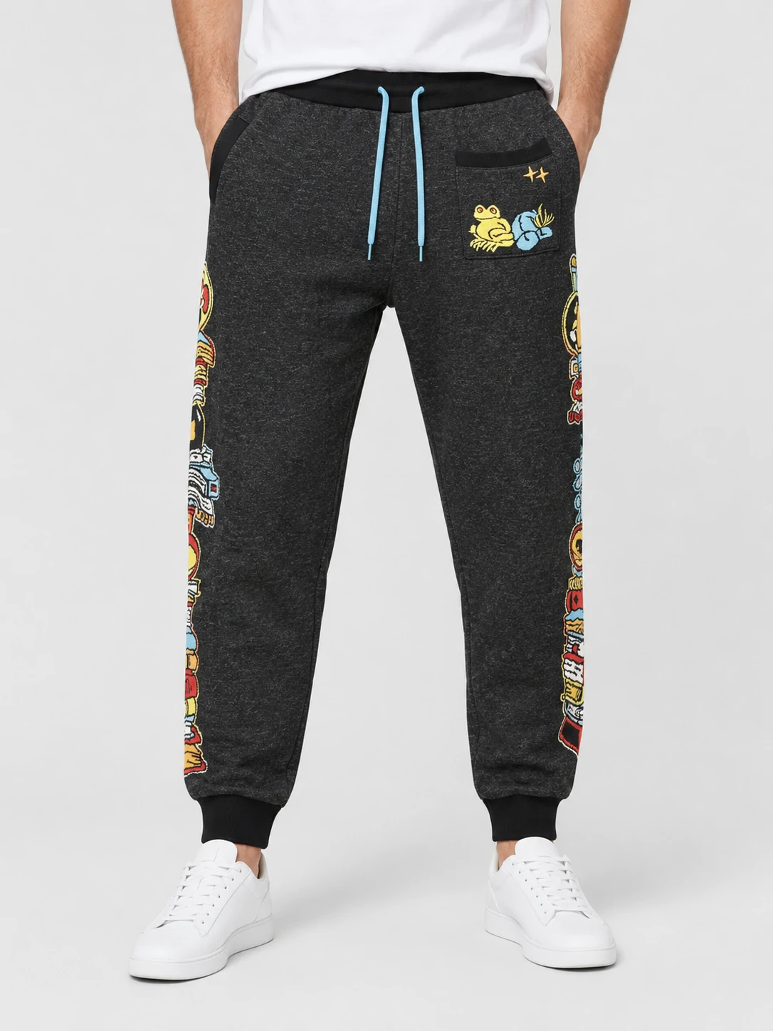 Retro Comic Frog Embroidery Streetwear Sweatpants 1 Retro Comic Frog Embroidery Streetwear Sweatpants