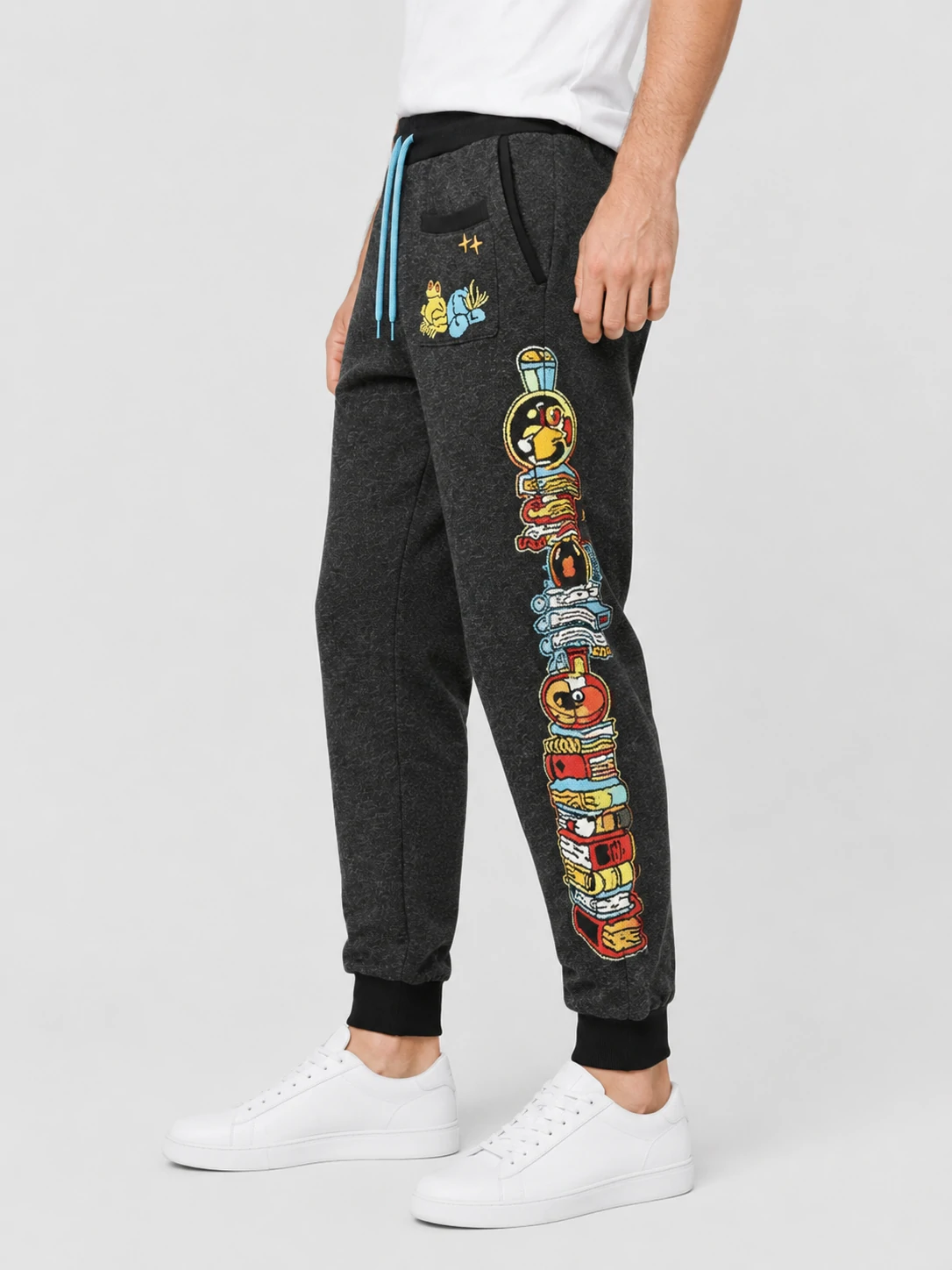 Retro Comic Frog Embroidery Streetwear Sweatpants 3 Retro Comic Frog Embroidery Streetwear Sweatpants - Image 3