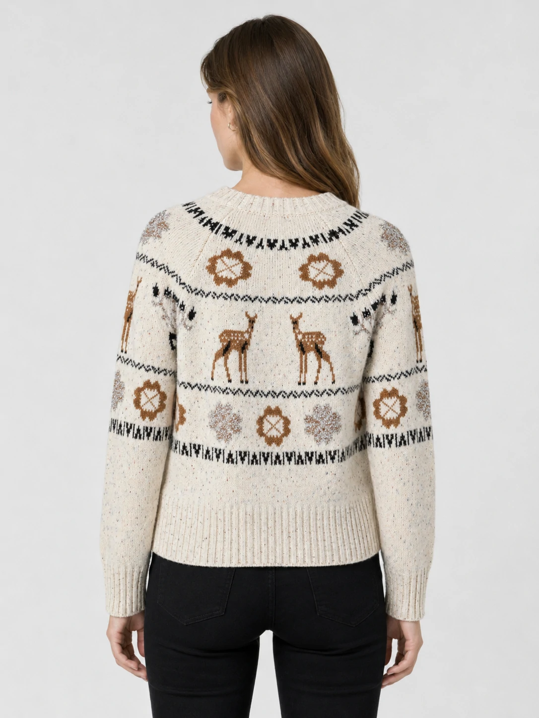 Women’s Fair Isle Deer Jacquard Button-Up Knit Cardigan 2 Women’s Fair Isle Deer Jacquard Button-Up Knit Cardigan - Image 2