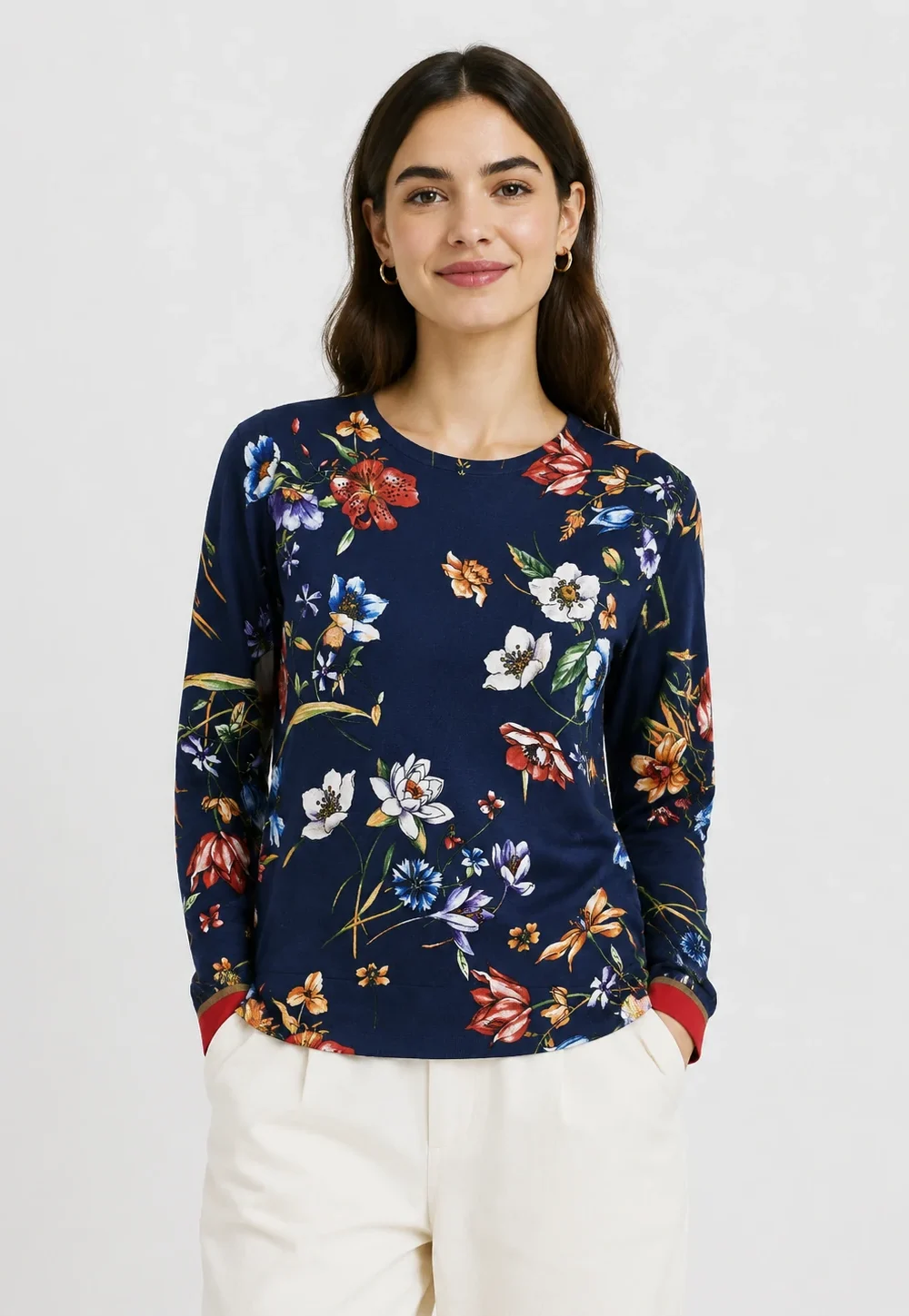 Women’s All‑Over Floral Print Knit Pullover
