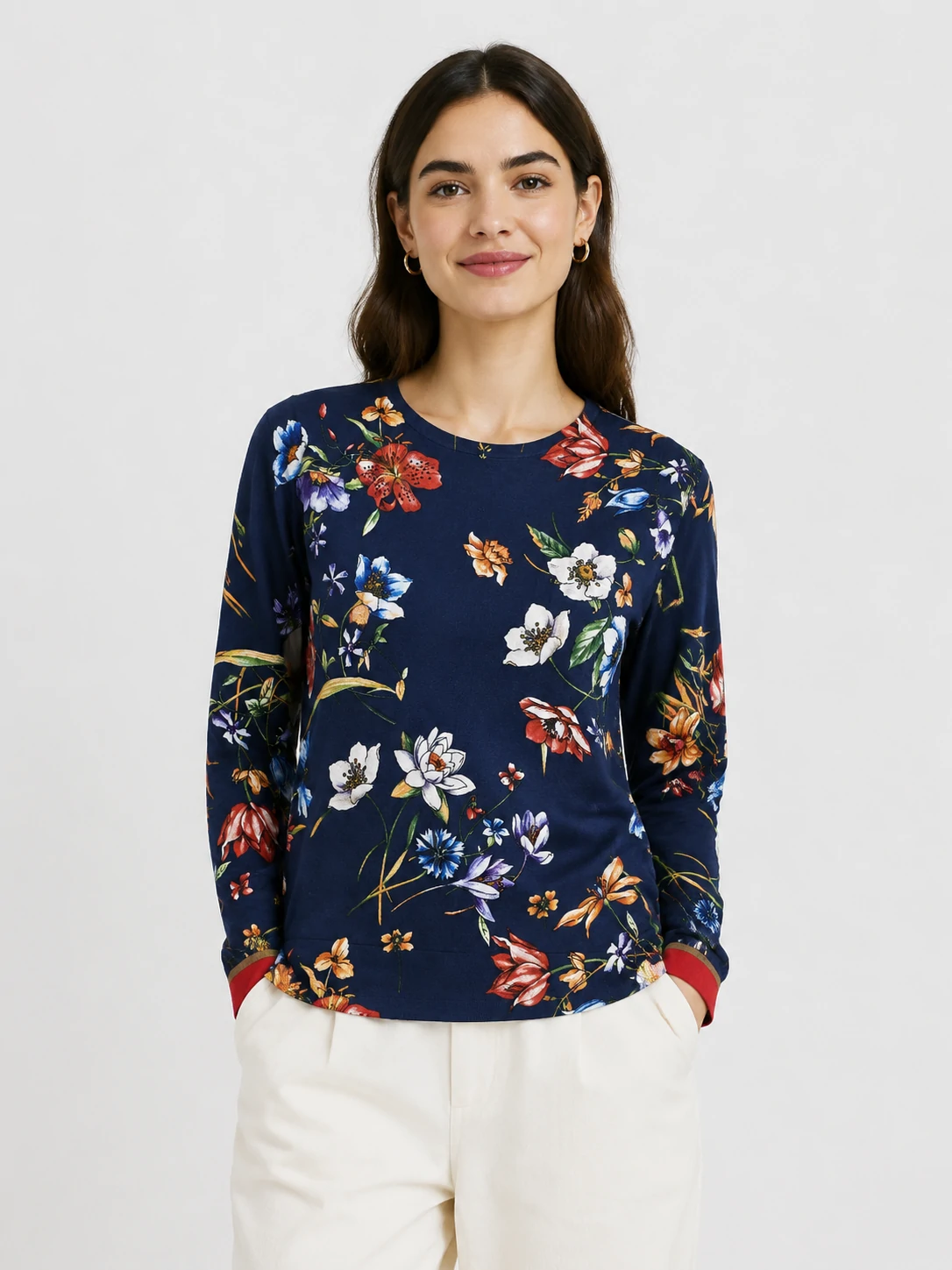 Women’s All‑Over Floral Print Knit Pullover 1 Women’s All‑Over Floral Print Knit Pullover