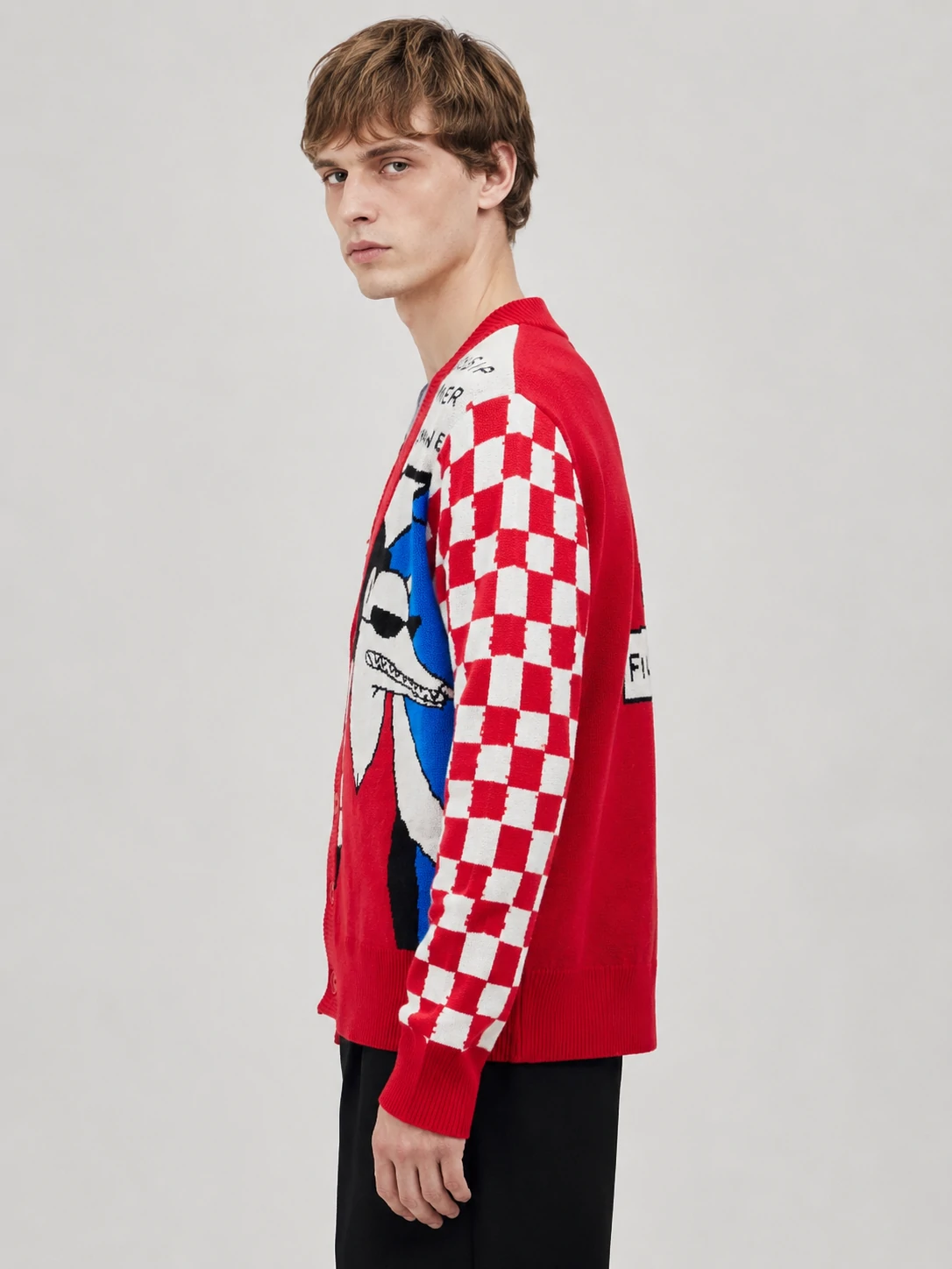 Men’s Checkerboard Graphic Jacquard Cardigan 2 Men’s Checkerboard Graphic Jacquard Cardigan - Image 2