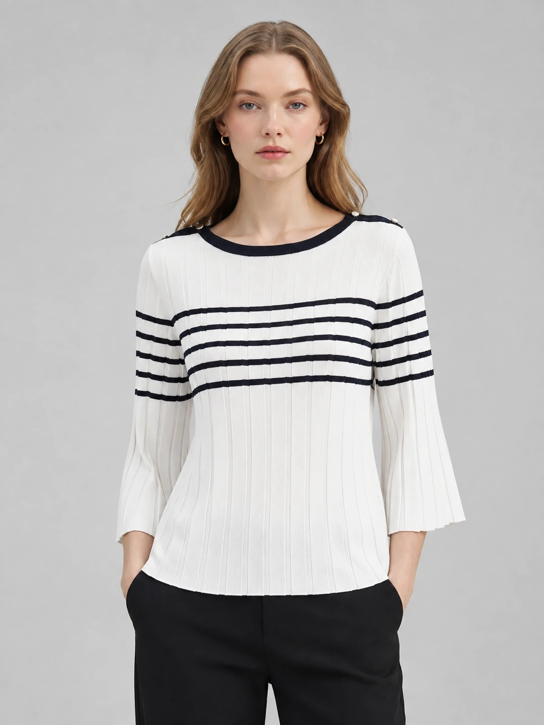 Women’s Textured Stripe Pullover 1 Women’s Textured Stripe Pullover