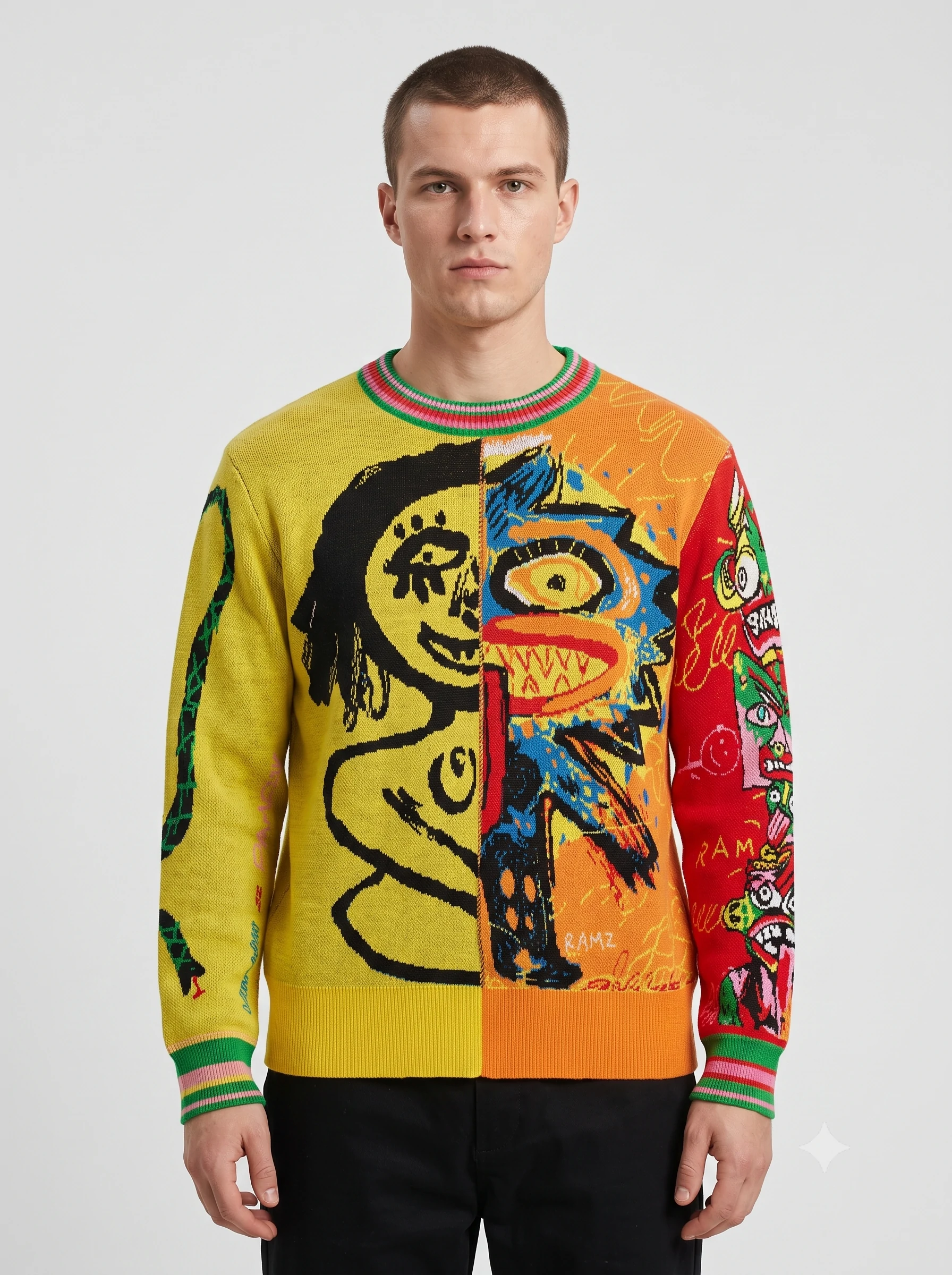 Men’s Color-Block Octopus Jacquard Pullover 1 Men’s Color-Block Octopus Jacquard Pullover