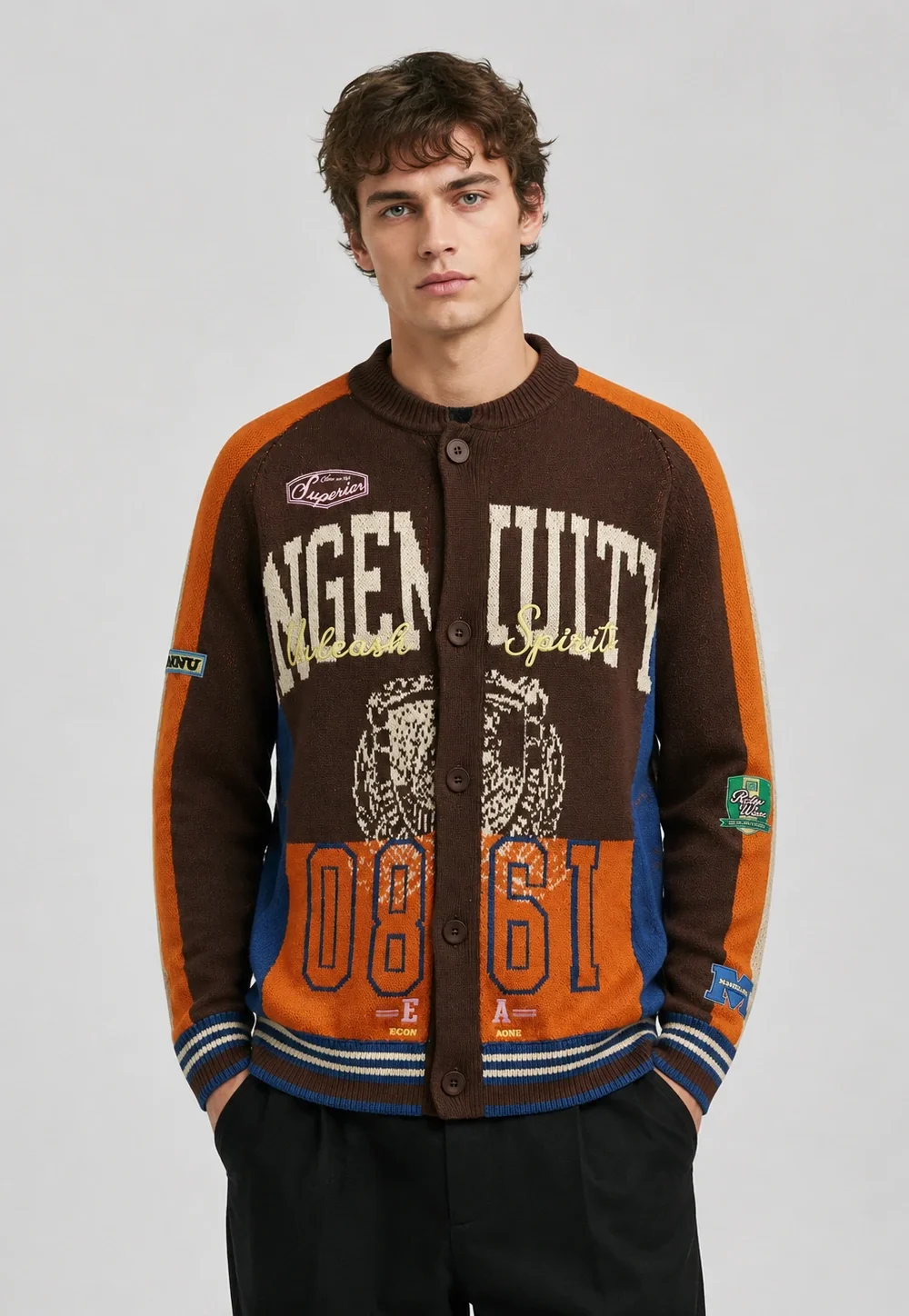 Men’s Varsity Graphic Jacquard Cardigan