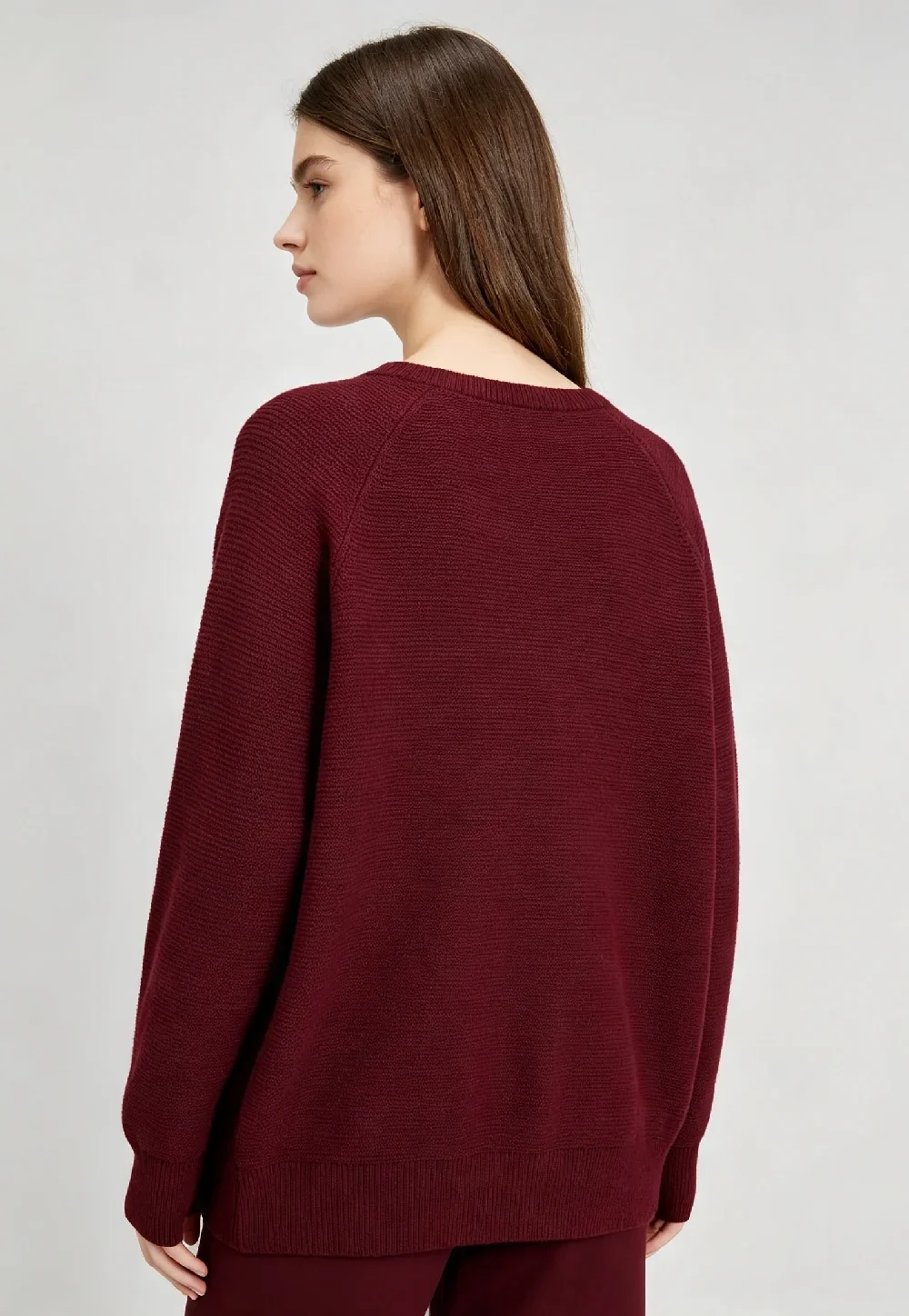 Women’s Burgundy Shoulder‑Button Raglan Knit Pullover