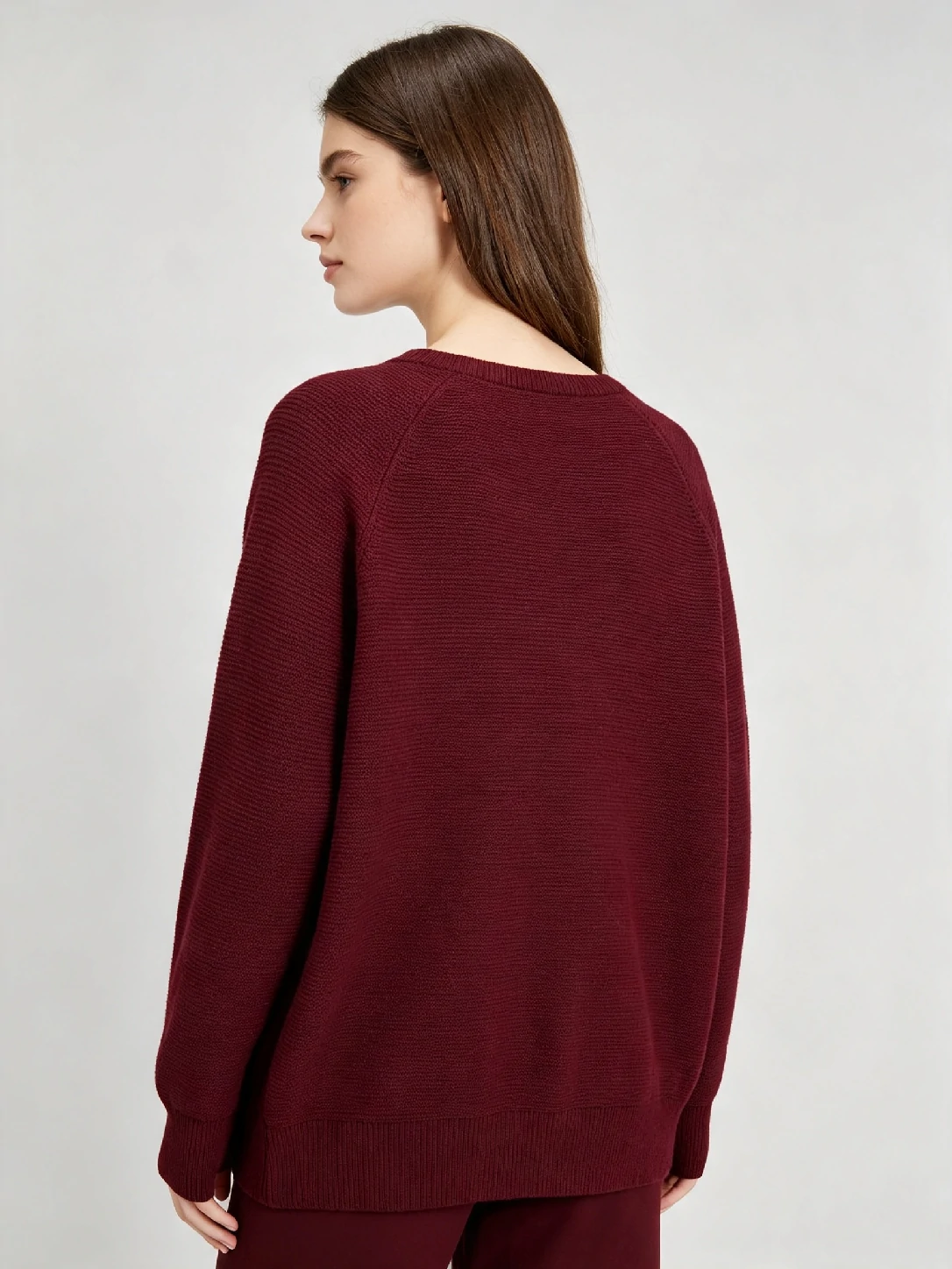 Women’s Burgundy Shoulder‑Button Raglan Knit Pullover 2 Women’s Burgundy Shoulder‑Button Raglan Knit Pullover - Image 2