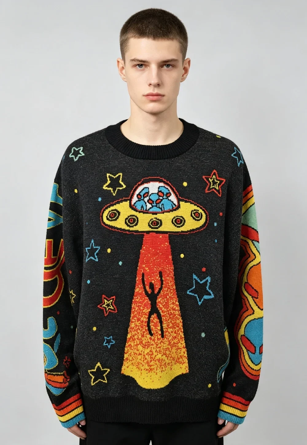 Men’s UFO Space Jacquard Crew Neck Pullover