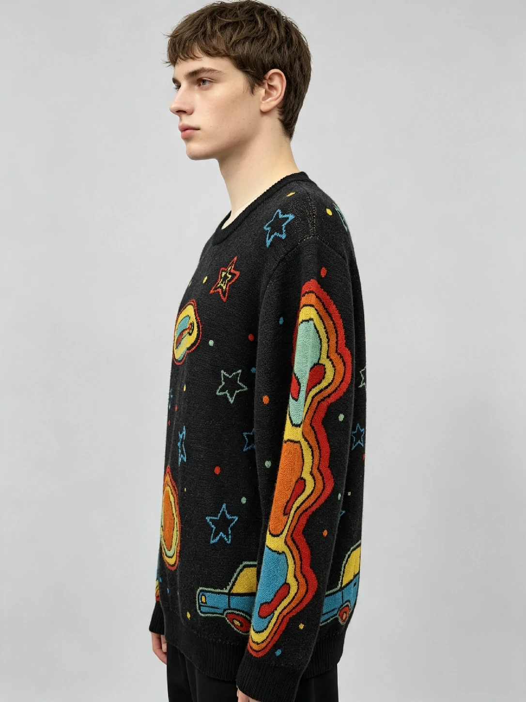 Men’s UFO Space Jacquard Crew Neck Pullover 3 Men’s UFO Space Jacquard Crew Neck Pullover - Image 3