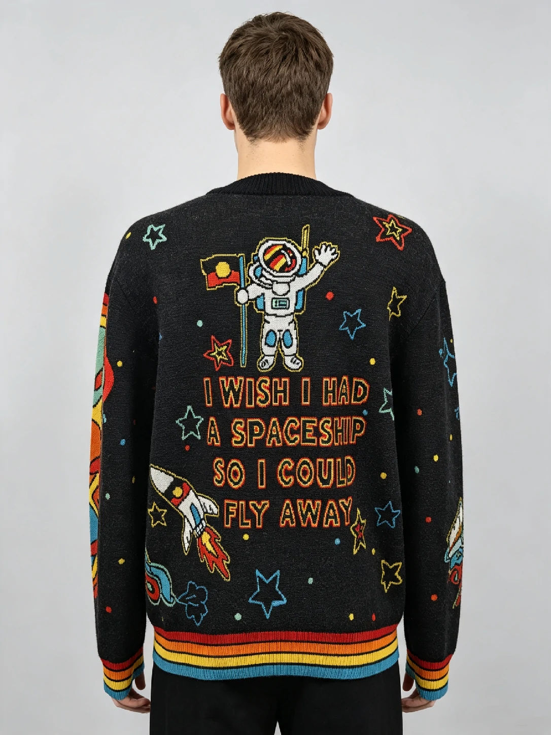 Men’s UFO Space Jacquard Crew Neck Pullover 2 Men’s UFO Space Jacquard Crew Neck Pullover - Image 2