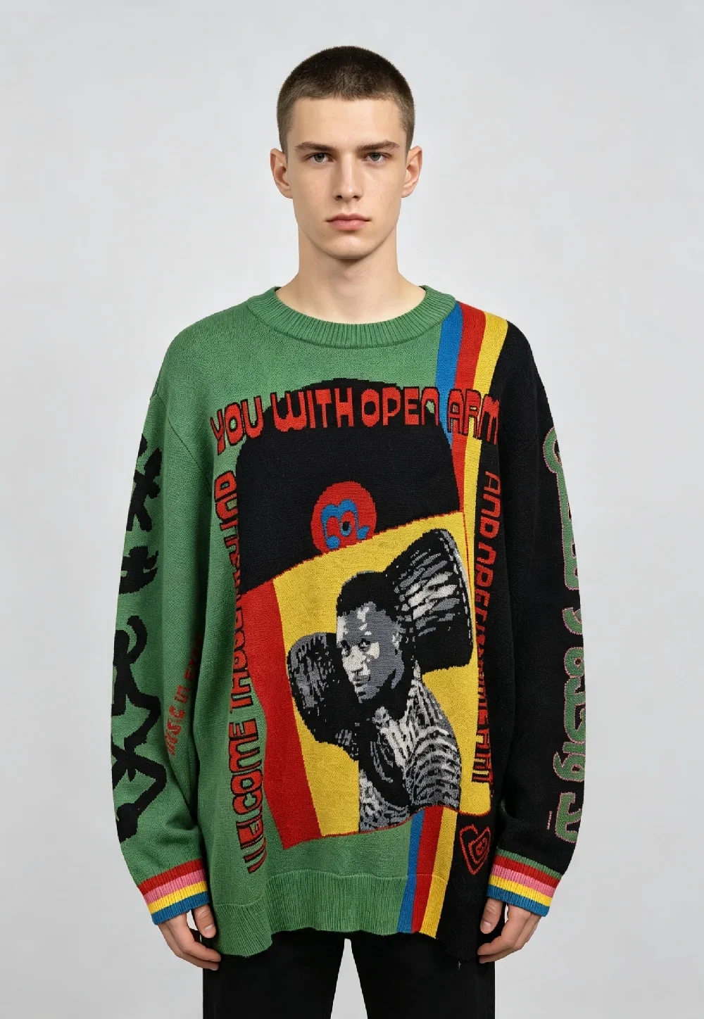 Men’s Crocodile Jacquard Crew Neck Pullover