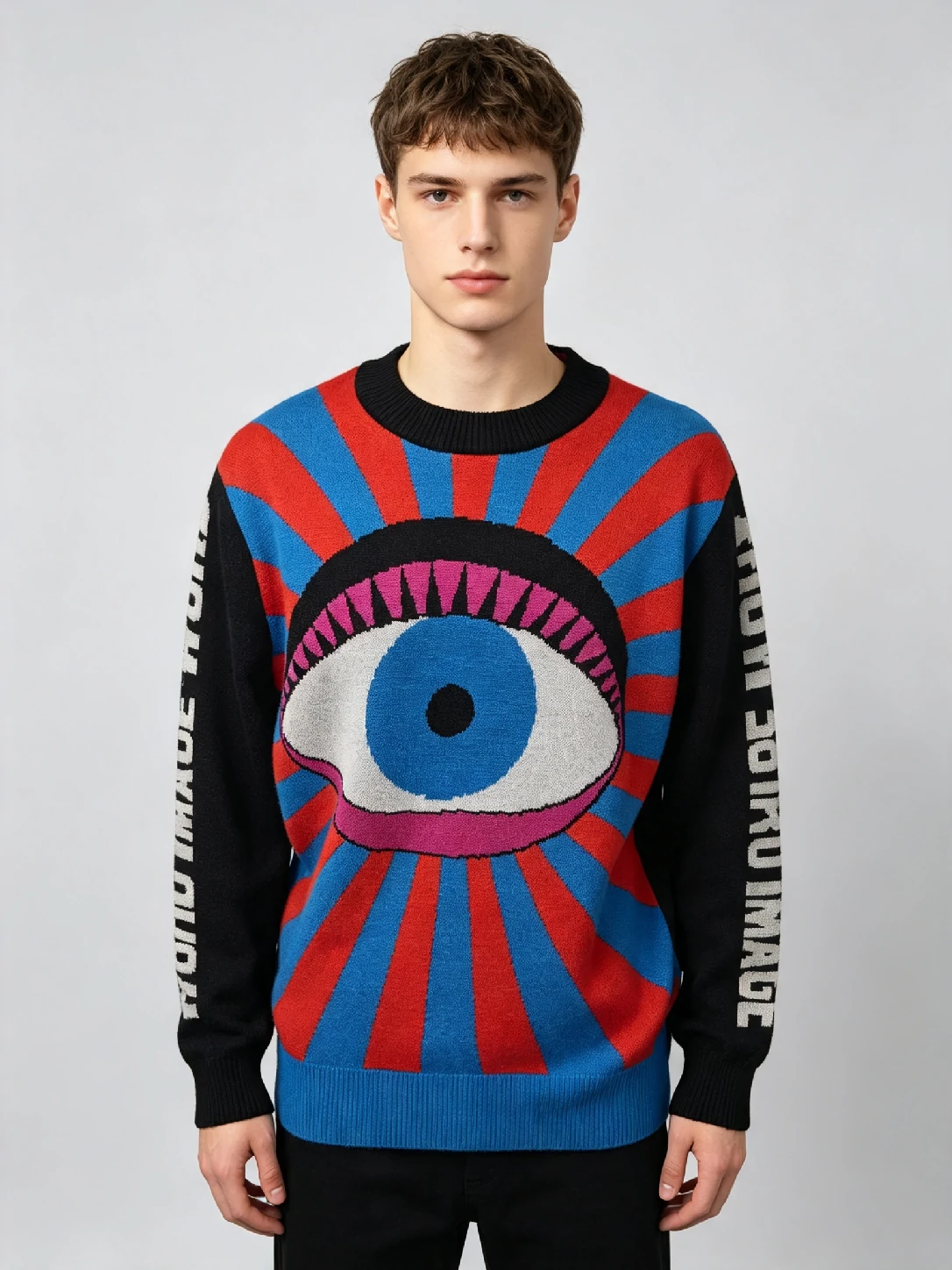 Men’s All-Seeing Eye Jacquard Crew Neck Pullover 1 Men’s All-Seeing Eye Jacquard Crew Neck Pullover