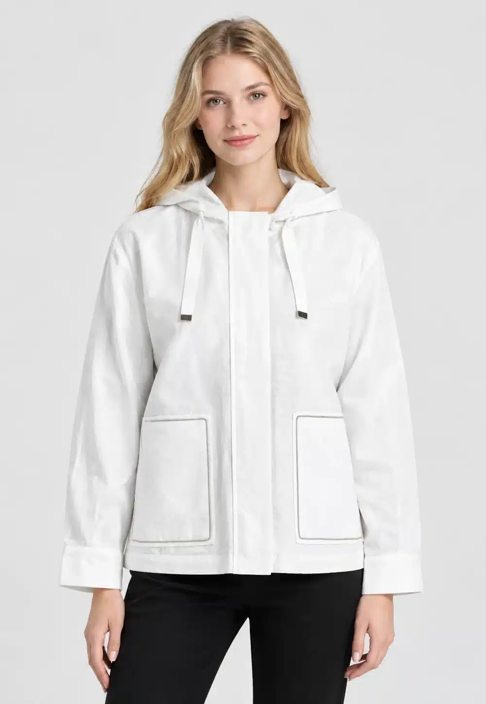 Women’s White Hooded Panel Jacket