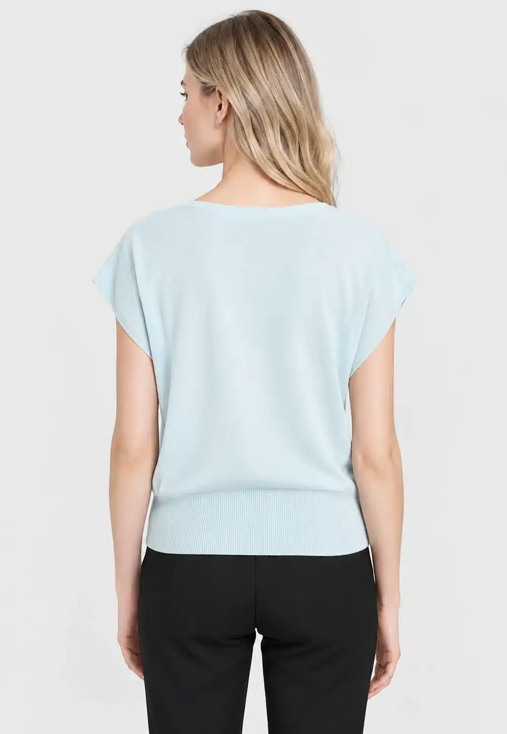Women’s Mint Cap‑Sleeve Cropped Knit Pullover
