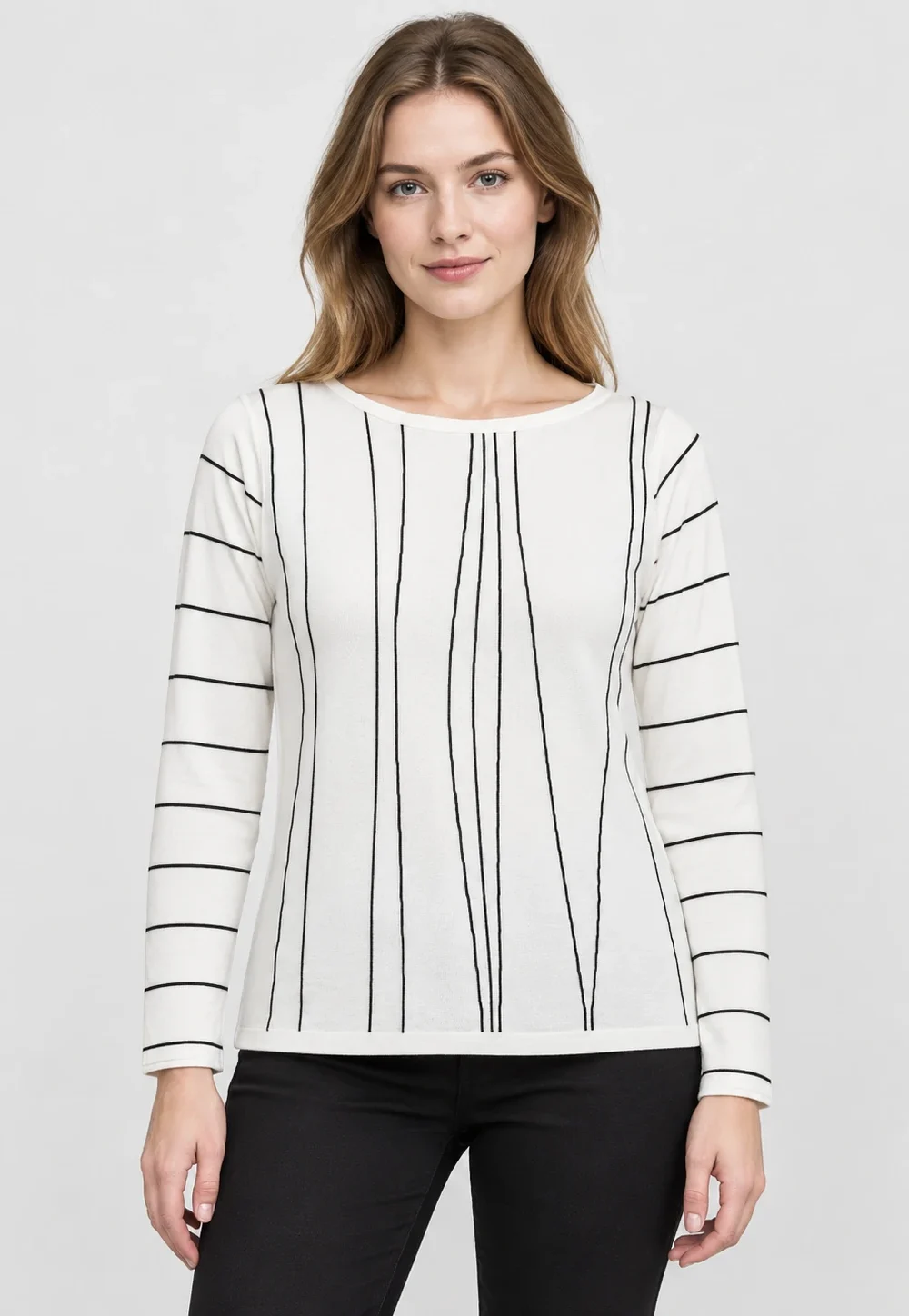 Mixed Stripe Long Sleeve Pullover