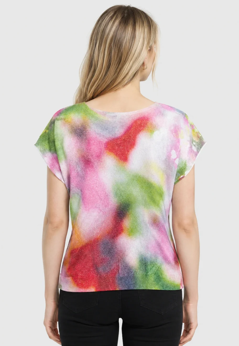 Women’s Watercolor Floral Cap Sleeve Knit Pullover
