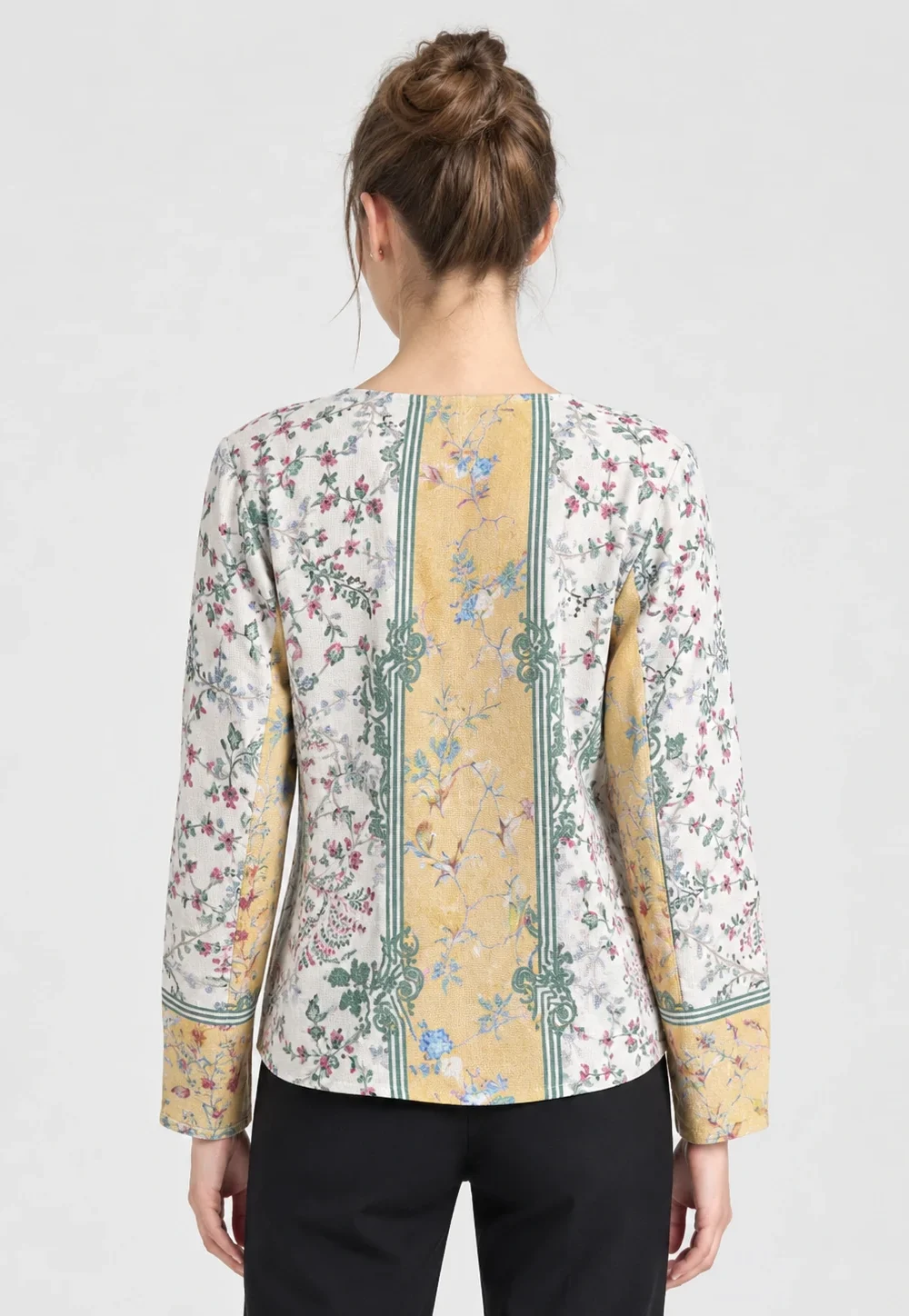 Women’s Vintage Floral Print Long Sleeve Knit Pullover