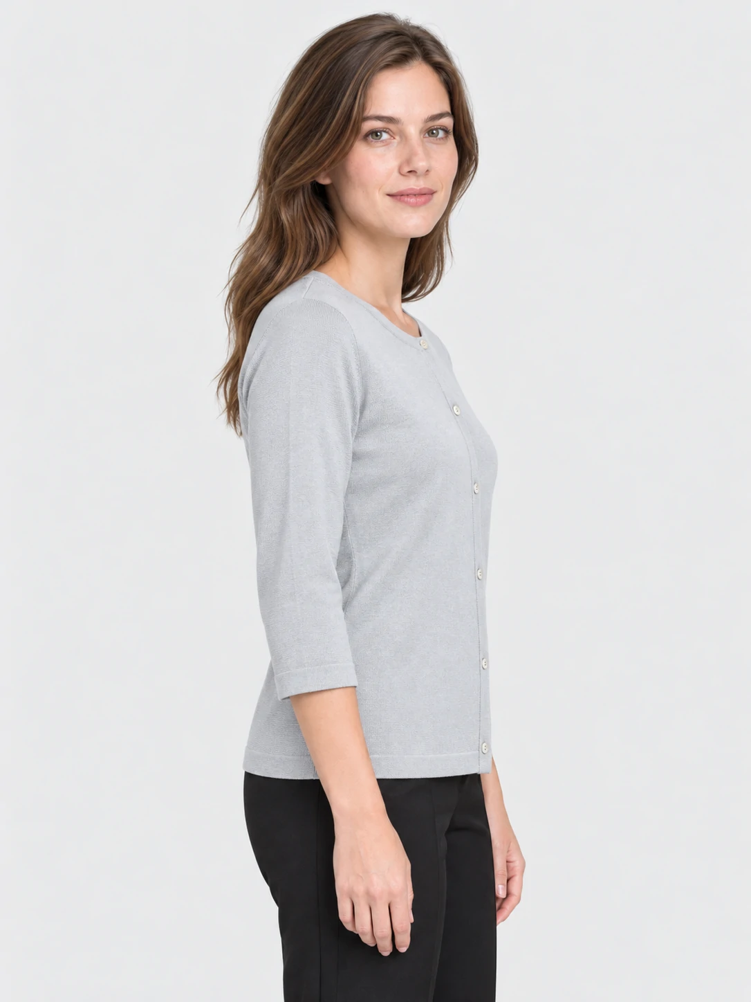 Classic 3/4 Sleeve Cardigan 3 Classic 3/4 Sleeve Cardigan - Image 3