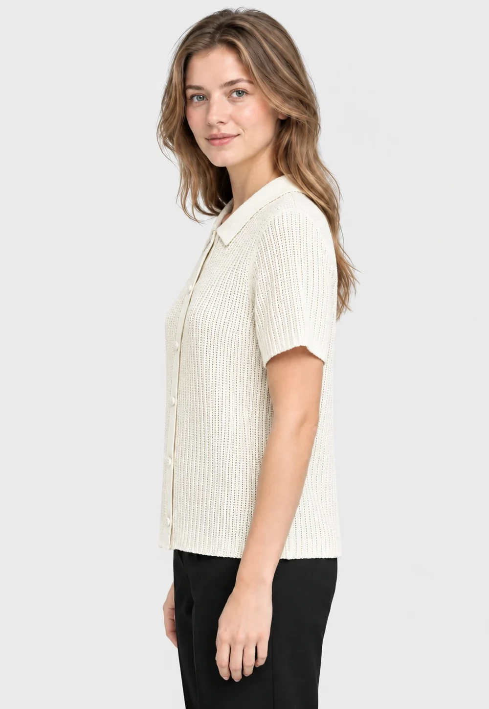 Pointelle Collar Cardigan