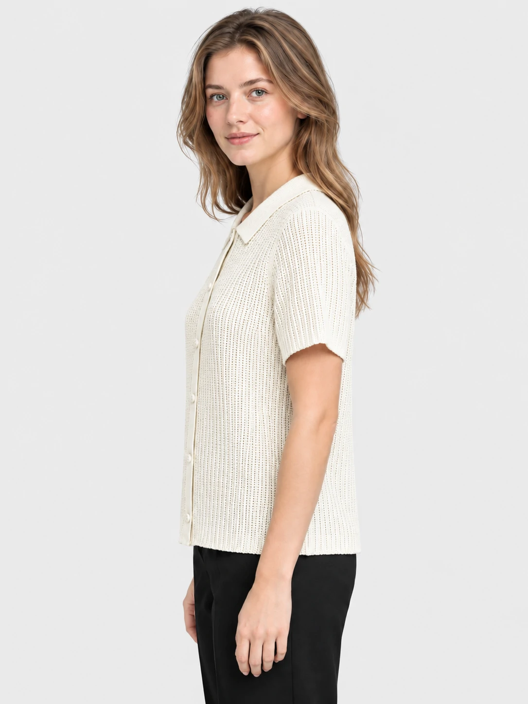 Pointelle Collar Cardigan 2 Pointelle Collar Cardigan - Image 2