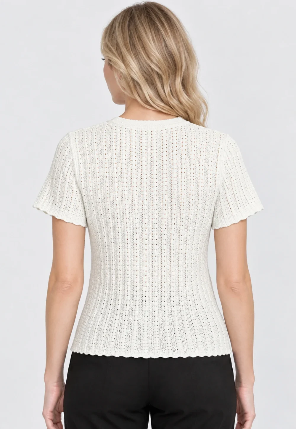 Pointelle Short Sleeve Cardigan