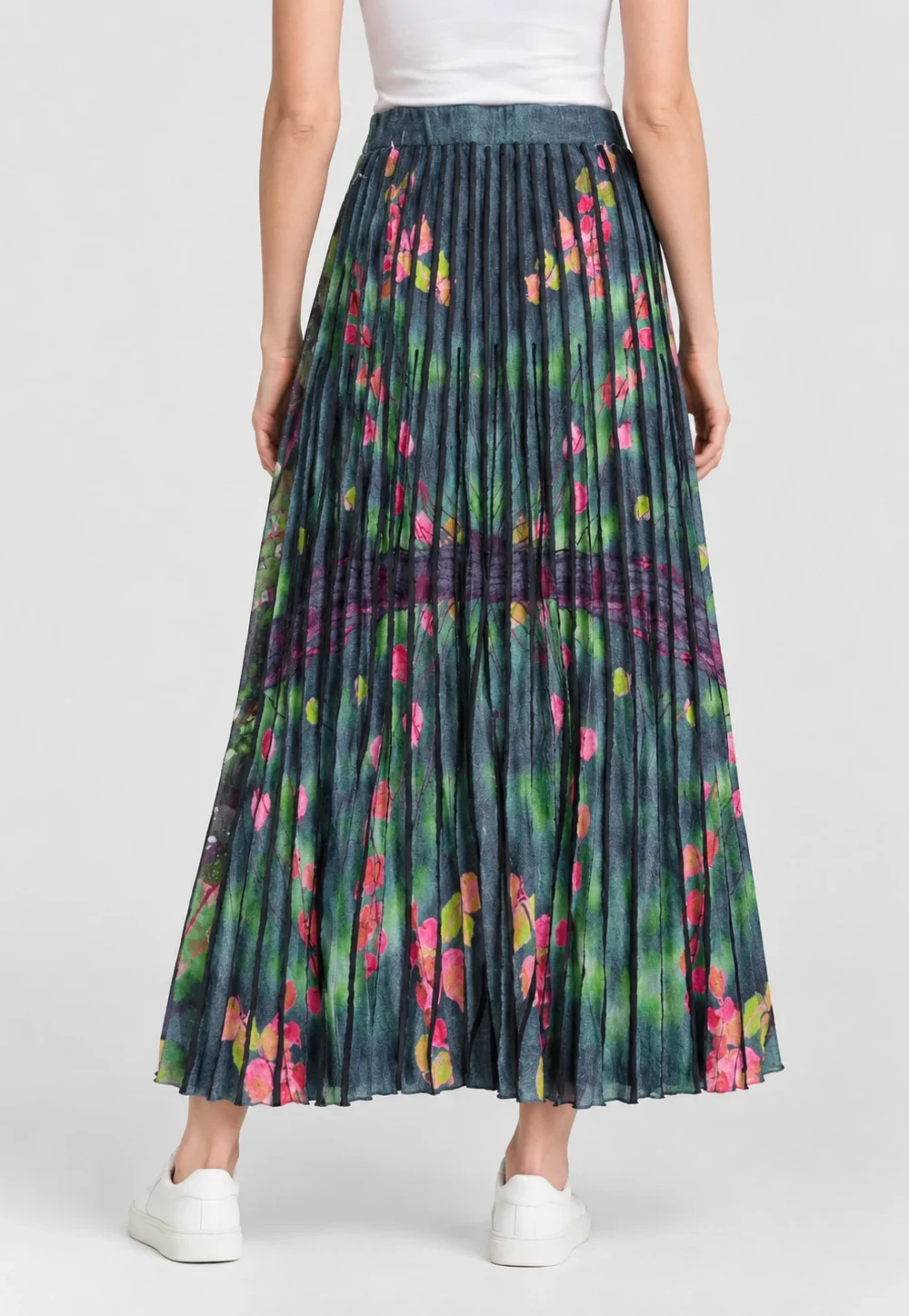 Women’s Multicolor Printed Pleated Midi Knit Dress